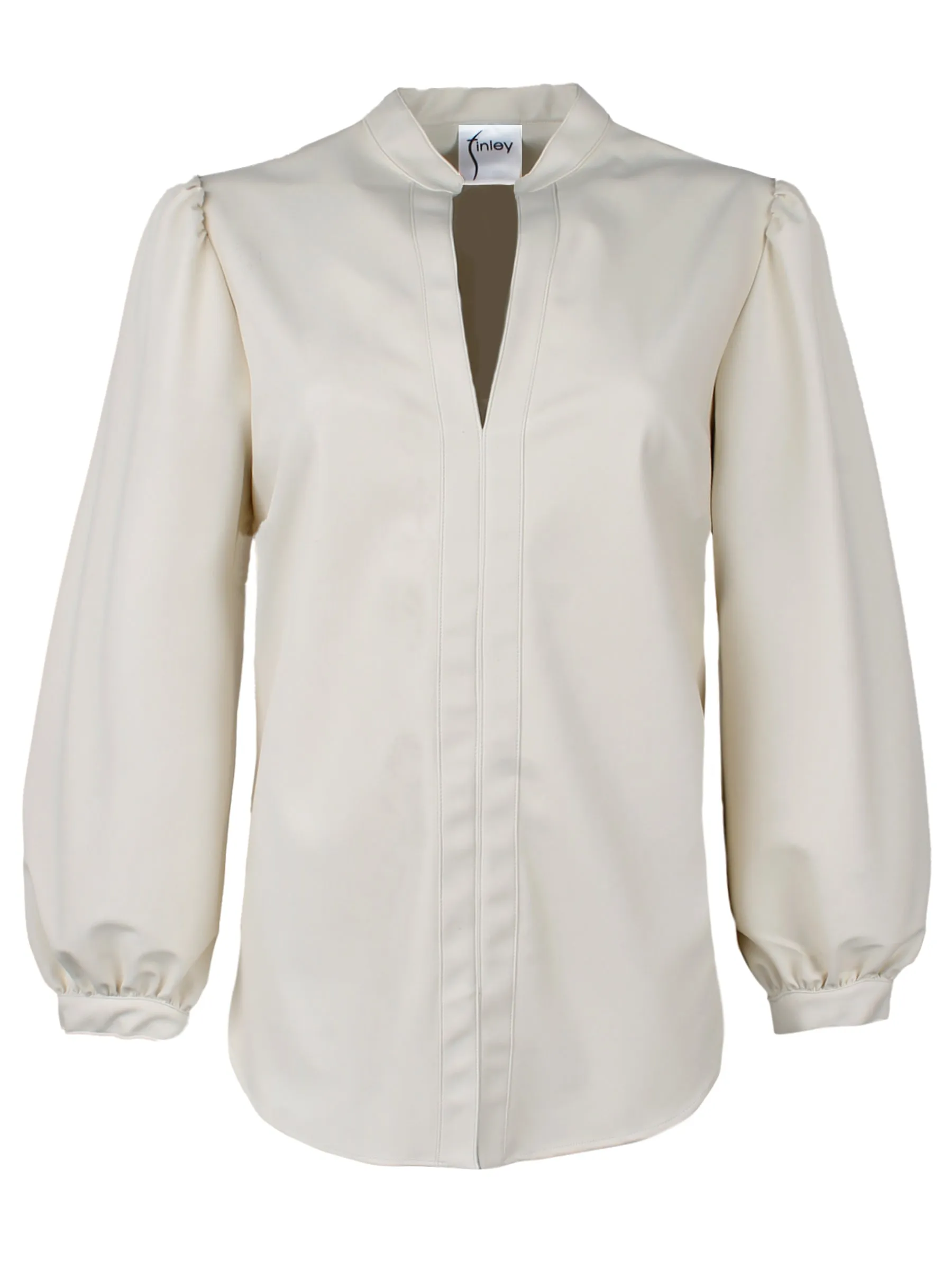 Catherine Vegan Leather Band Collar Shirt fleece glow