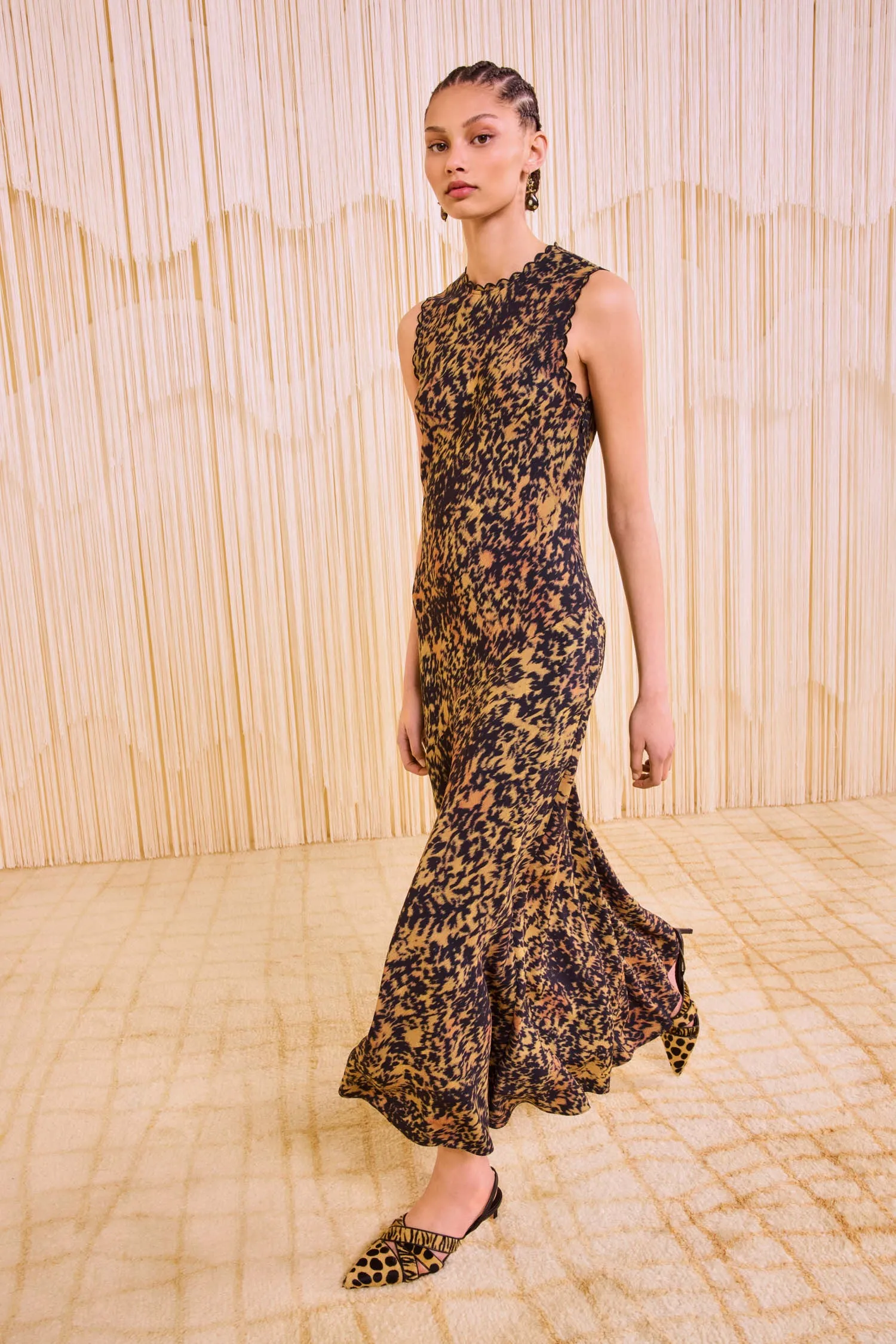 Clea Sleeveless Bias Long Dress - Savannah light layering