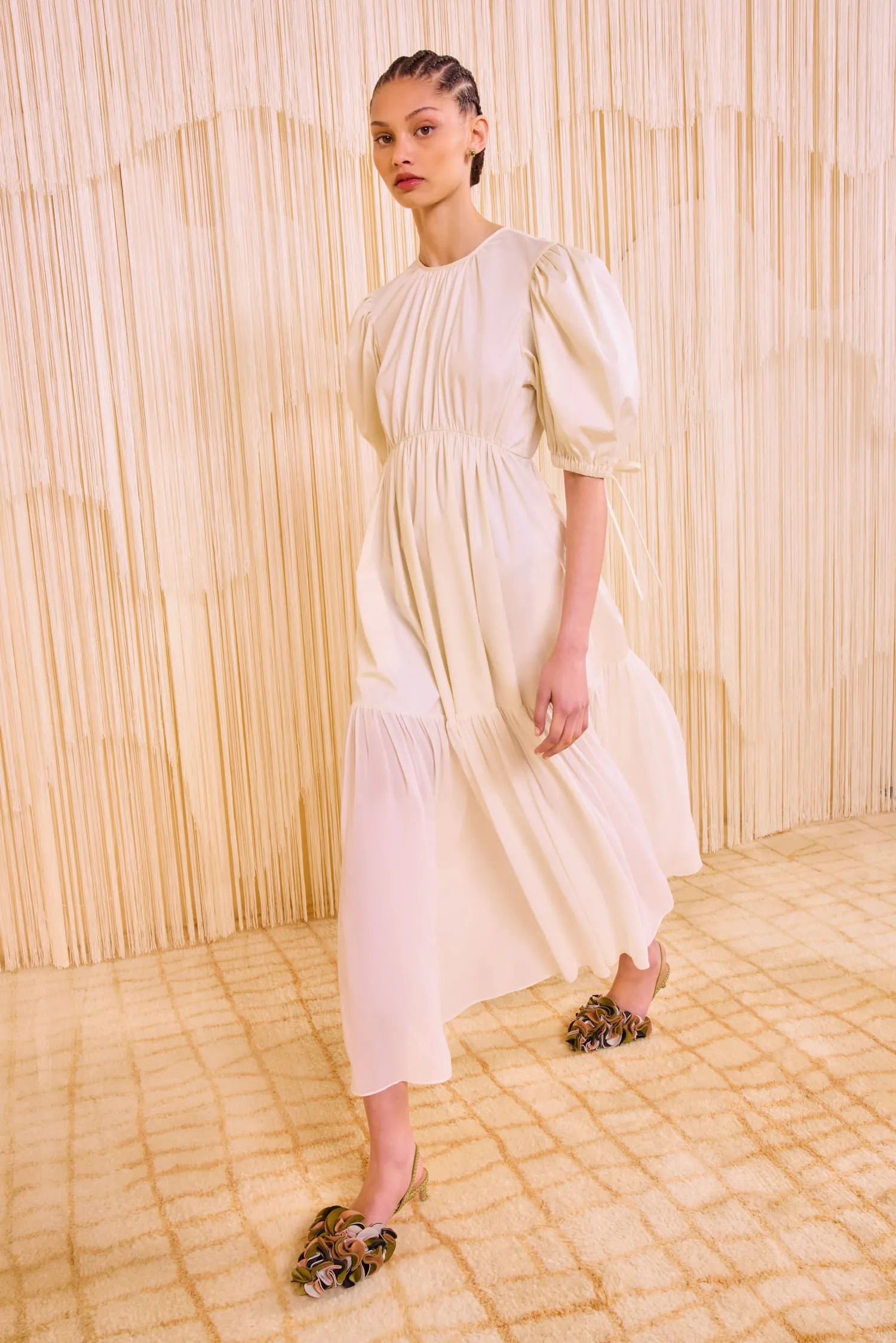 Collage Short Sleeve Midi Dress - Pearl new yorker