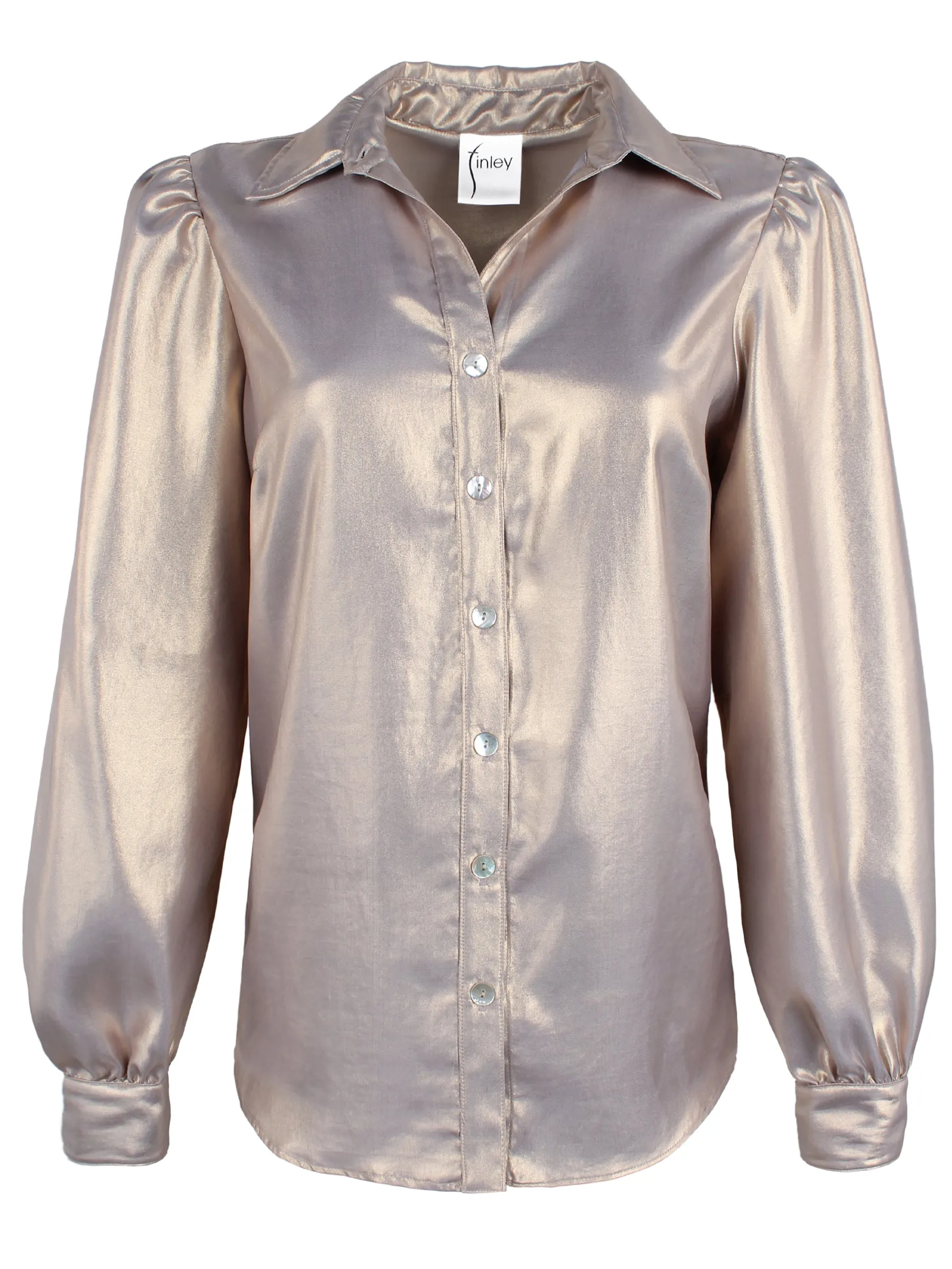 Collette Long Sleeve Blouse, Matte Gold cloud knit