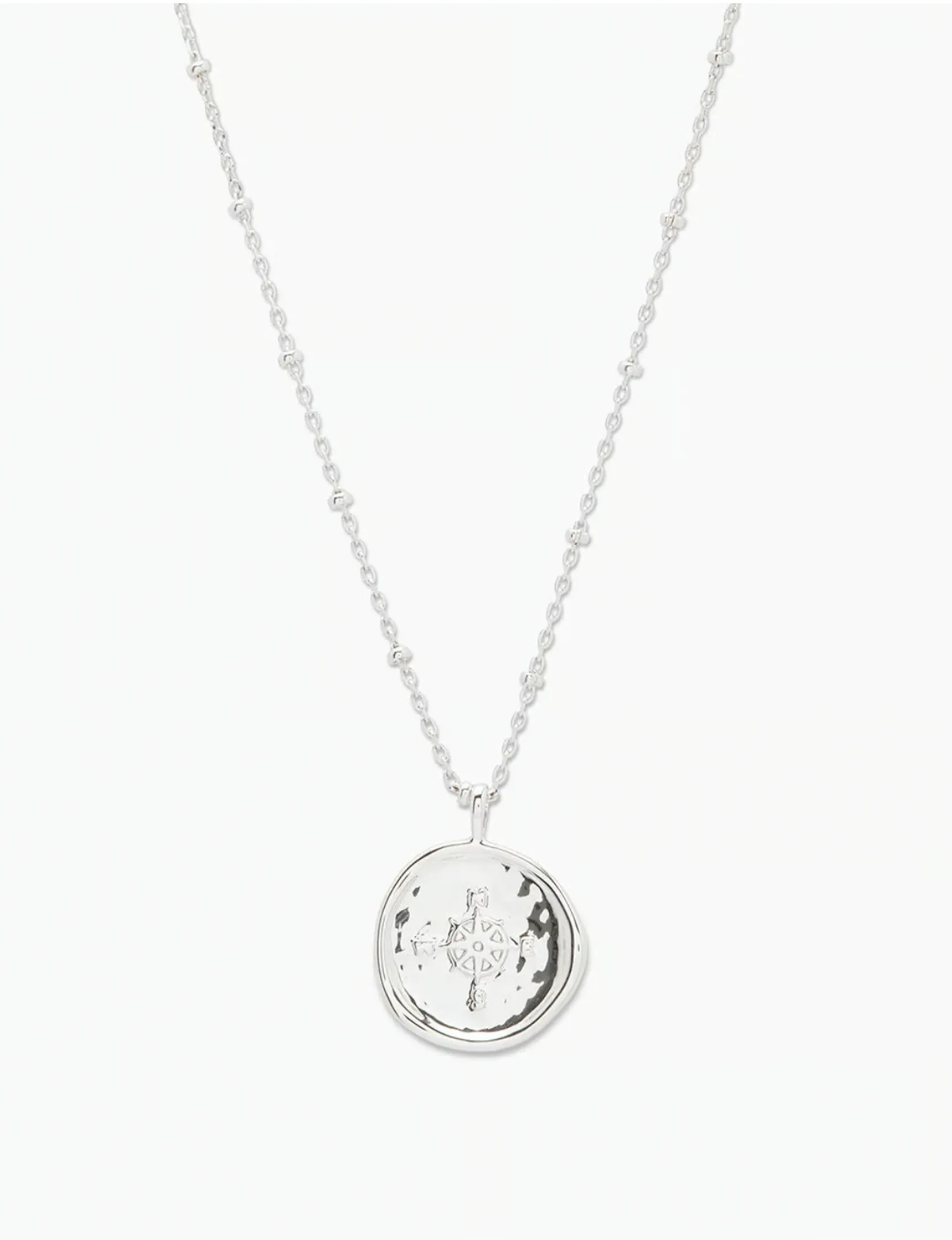 Compass Coin Necklace, Silver mom pick