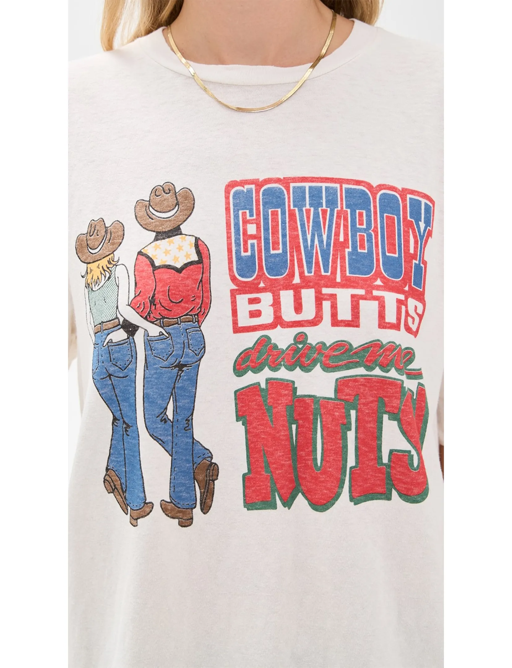 Cowboy Butts Boyfriend Tee, Vintage White easy style