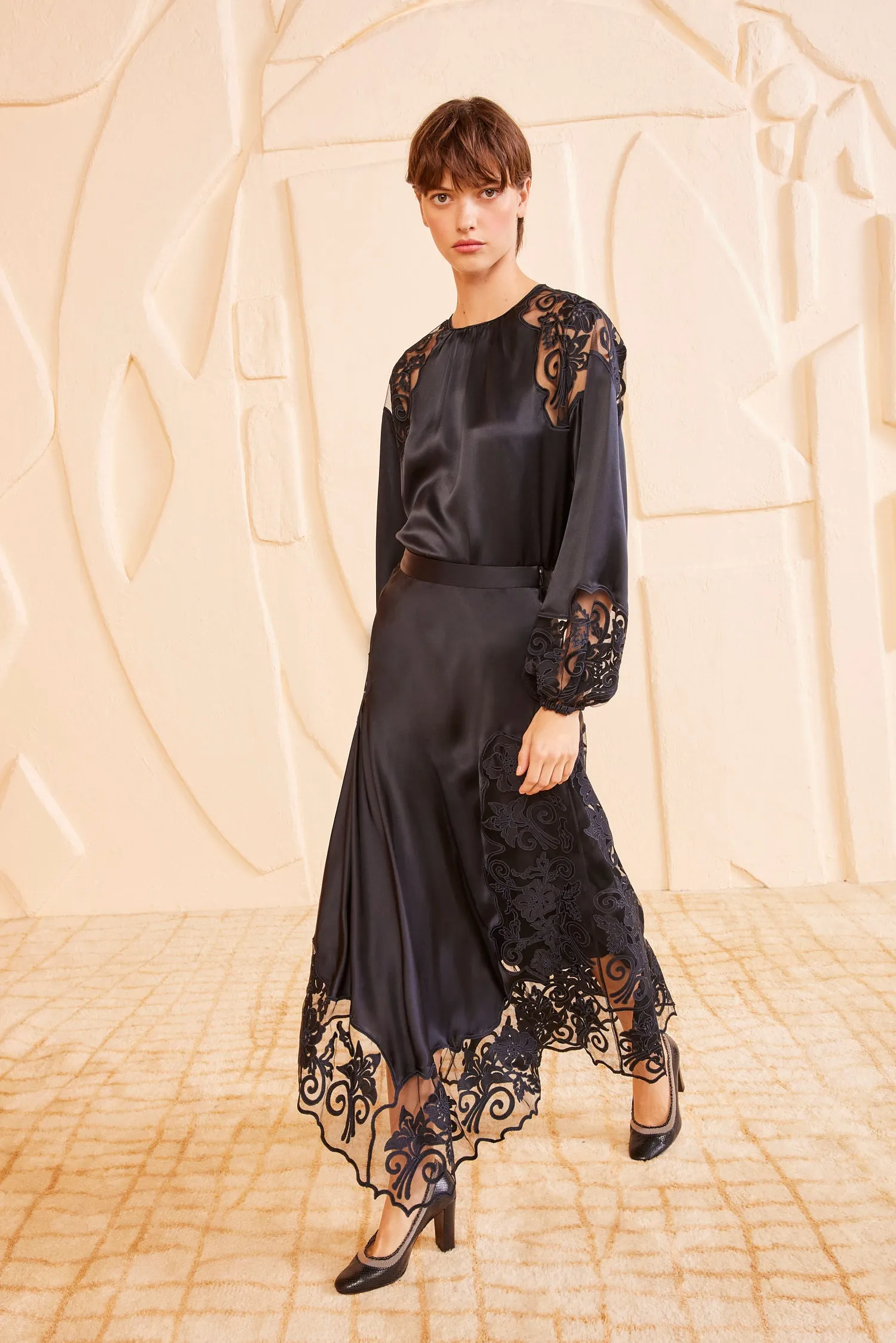 Cressida Skirt - Noir satin light