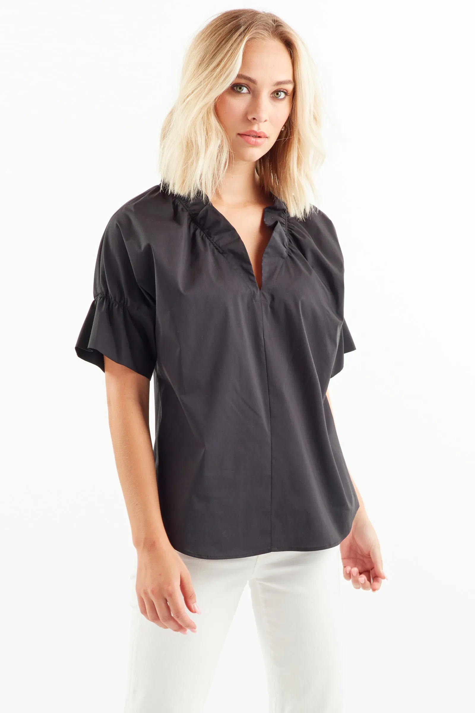 Crosby Black Poplin Shirt tech weave