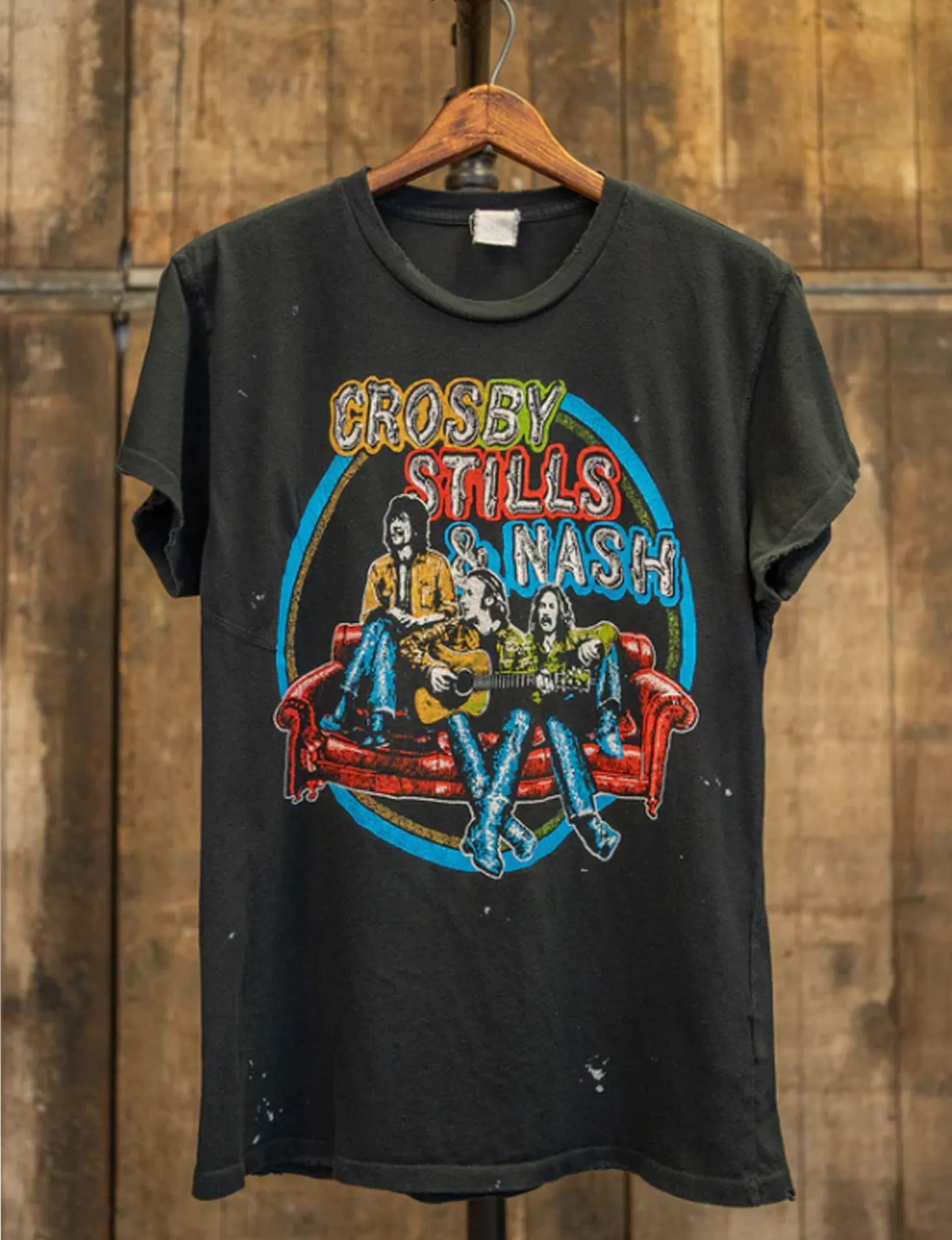 Crosby Stills & Nash Crew Tee, Coal active edge