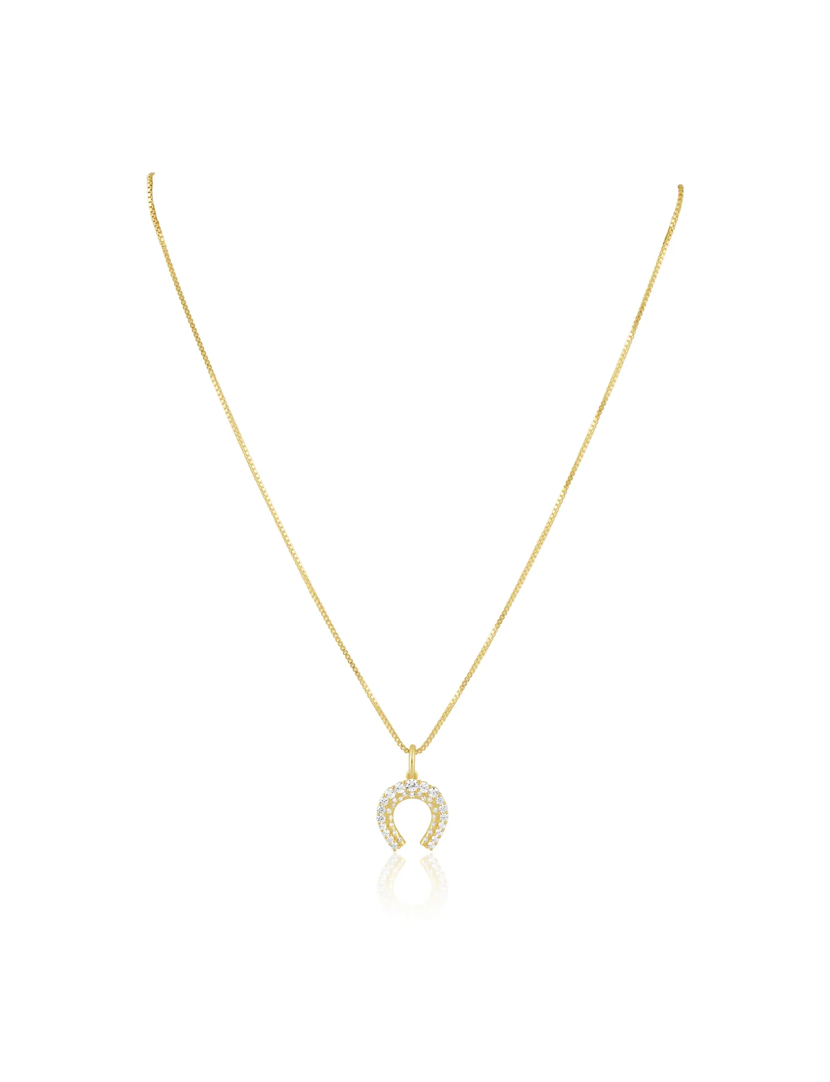 Dallas Horseshoe Necklace, Gold/Clear winter shine