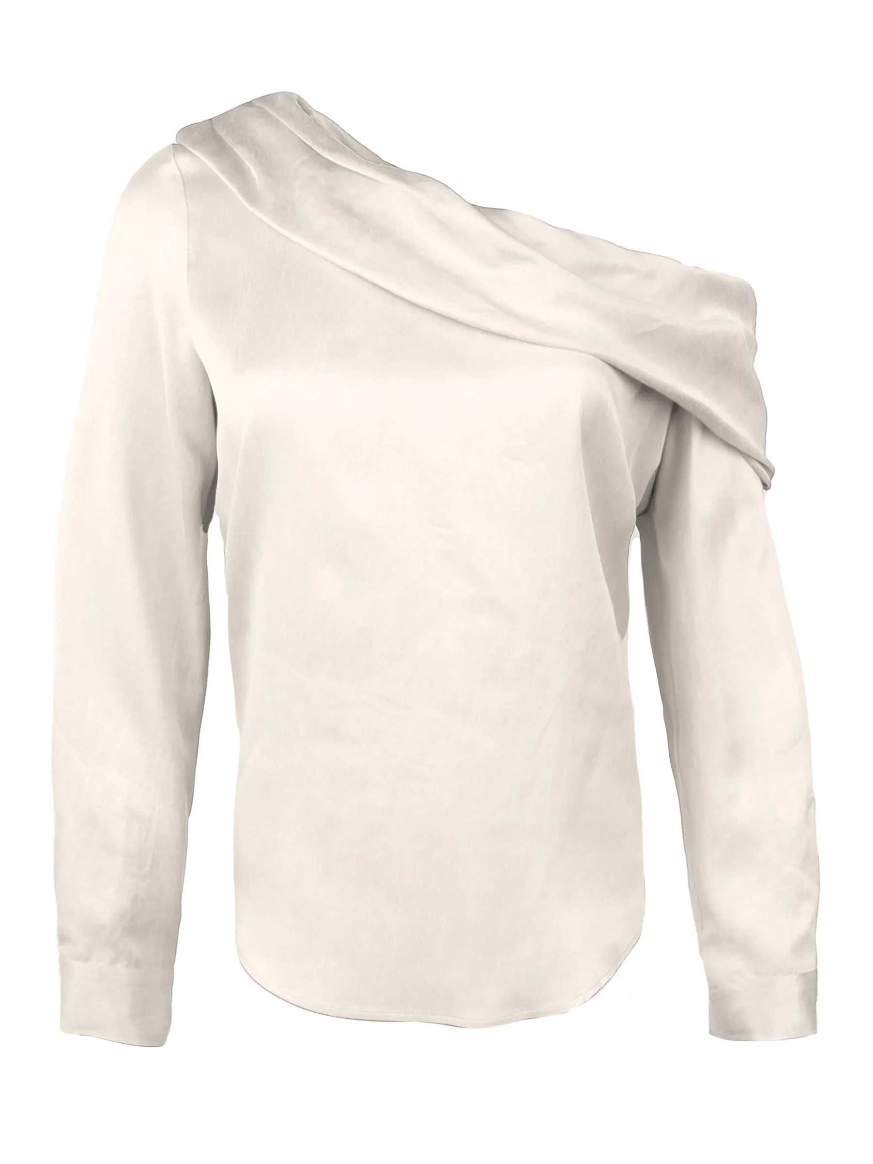 Dani Long Sleeve Off Shoulder Top, Washed Cupro Cotton Cream cabin chill