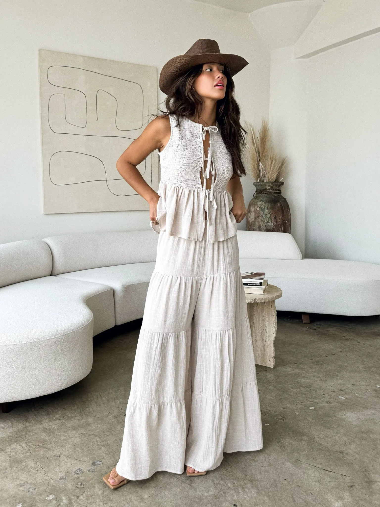 Dazed Tiered Wide Leg Pants lake moment