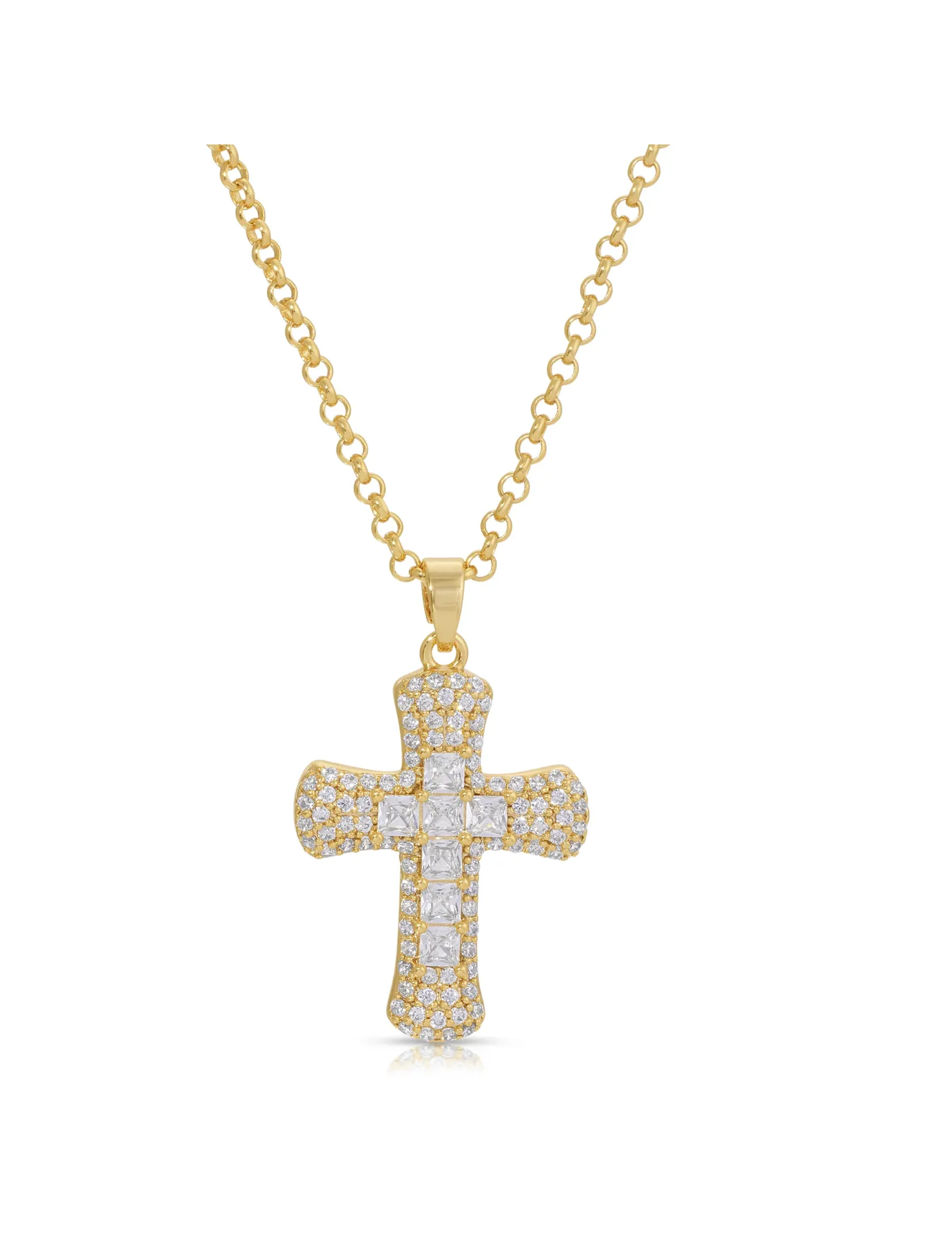 Donatella Cross Necklace, White metal tone