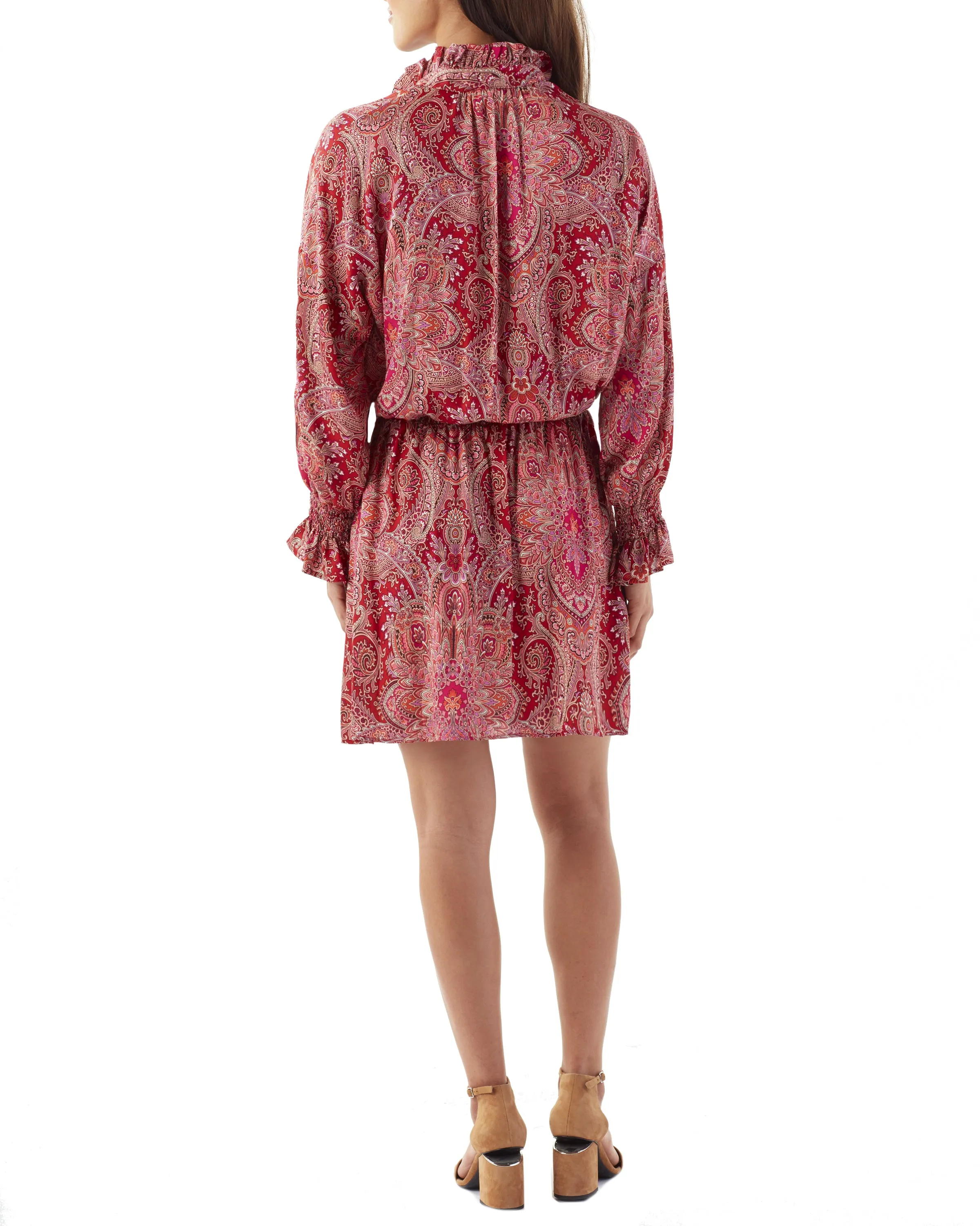Elizabeth Elastic Waist Shirt Dress Dancing Lilies Print fleece glow