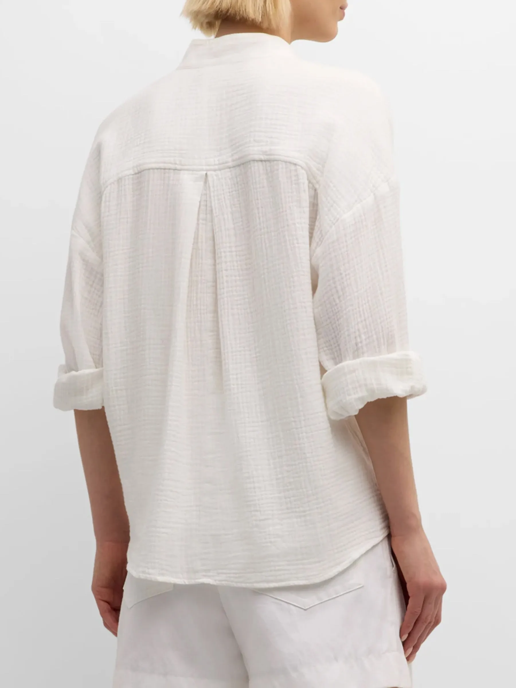 Elsa Popover Top Washed Cupro Cotton Cream heat lock