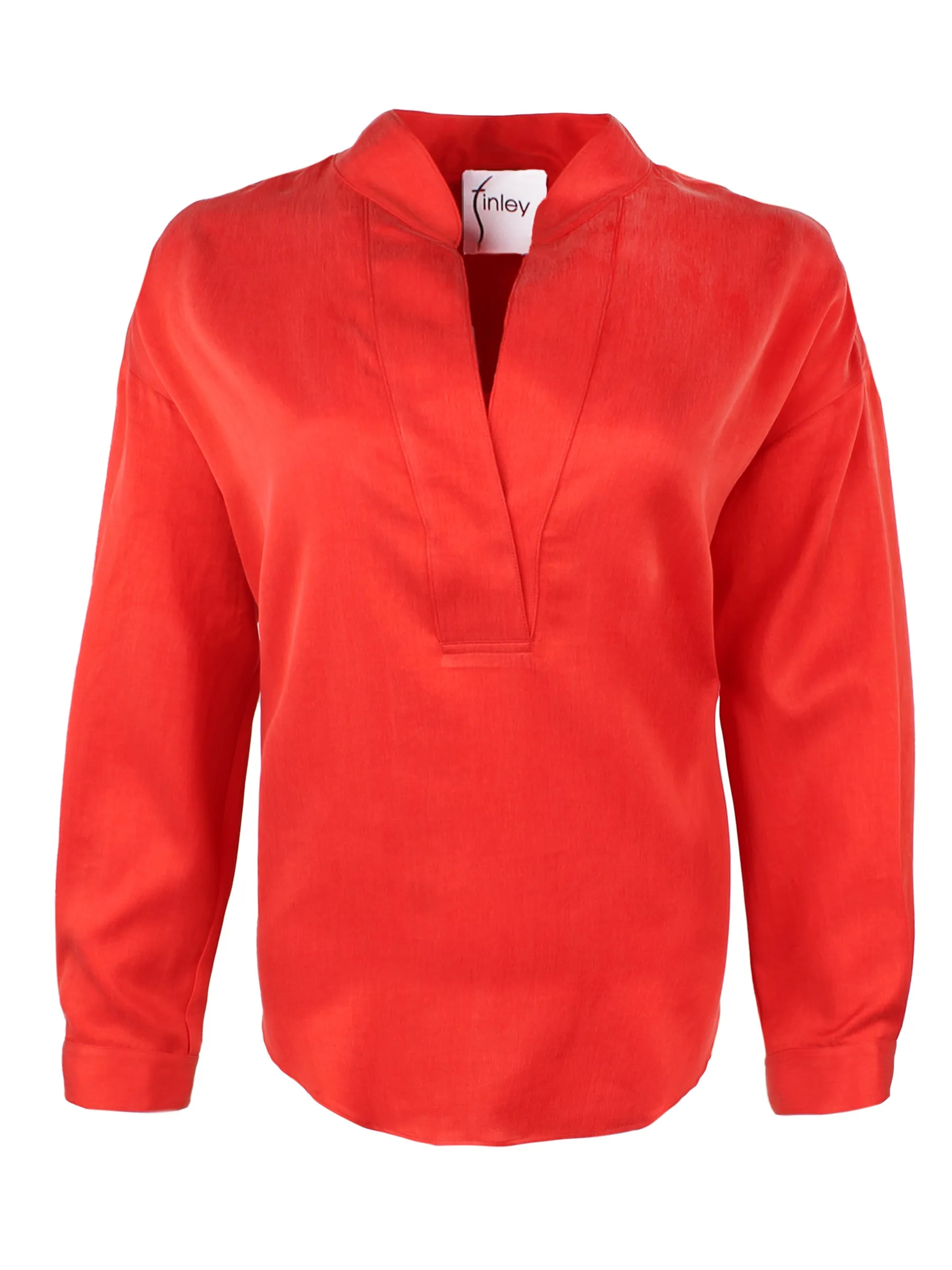 Elsa Popover Top Washed Cupro Cotton Flame Red casual core