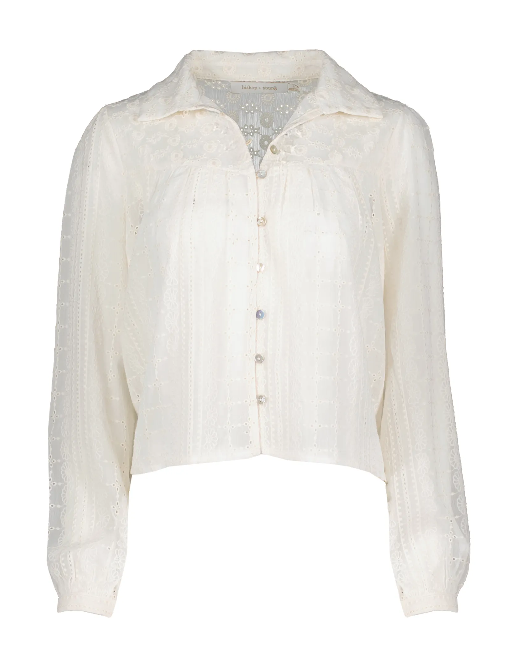 Esme Eyelet Blouse, Ivory mesh cool