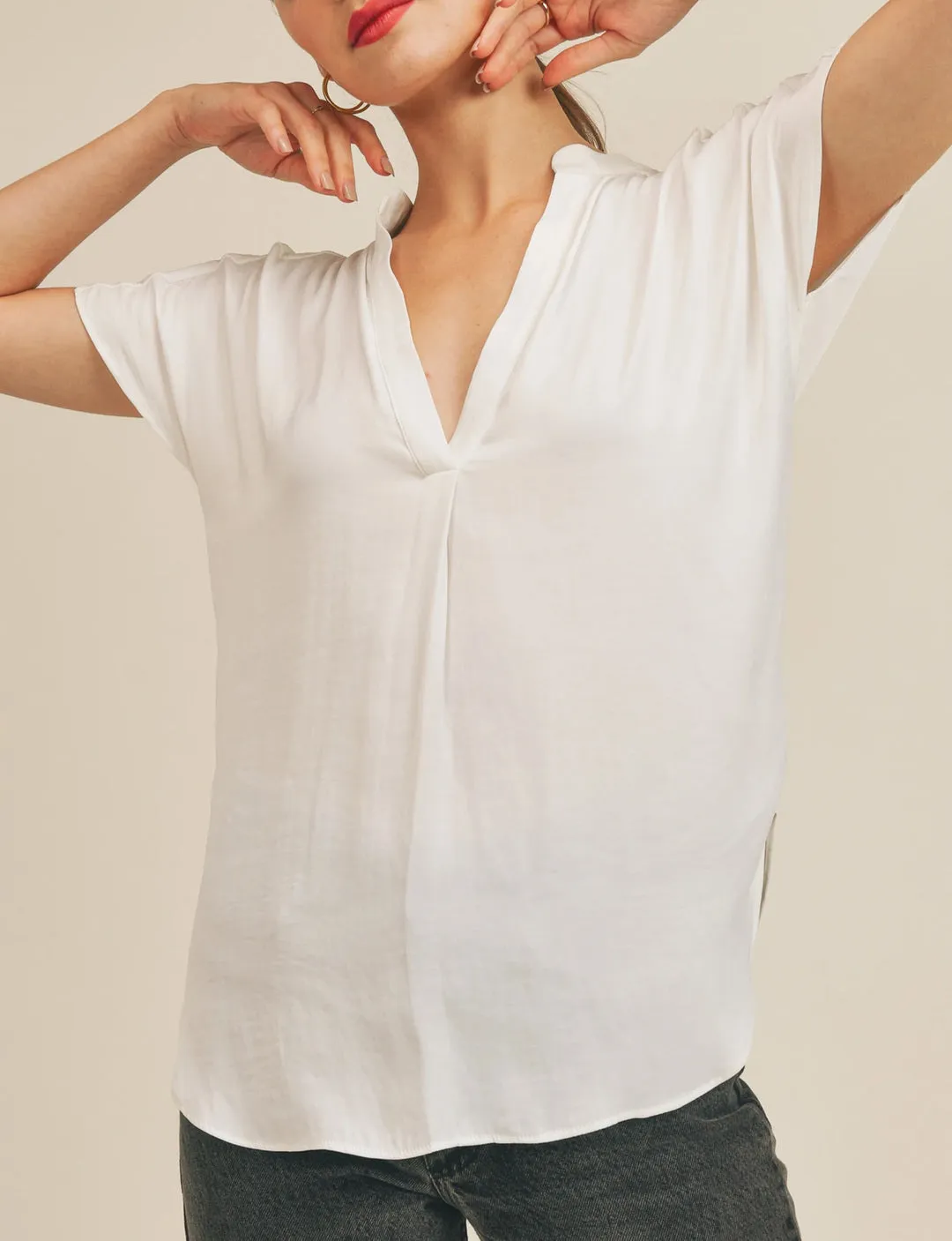 Esme V Neck Blouse, White slow warm