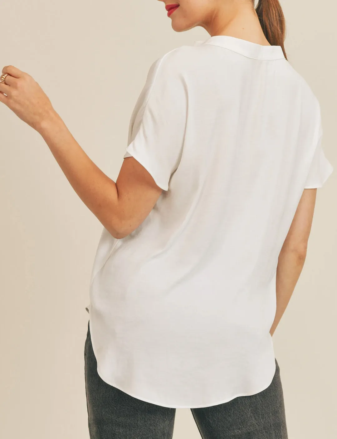 Esme V Neck Blouse, White slow warm