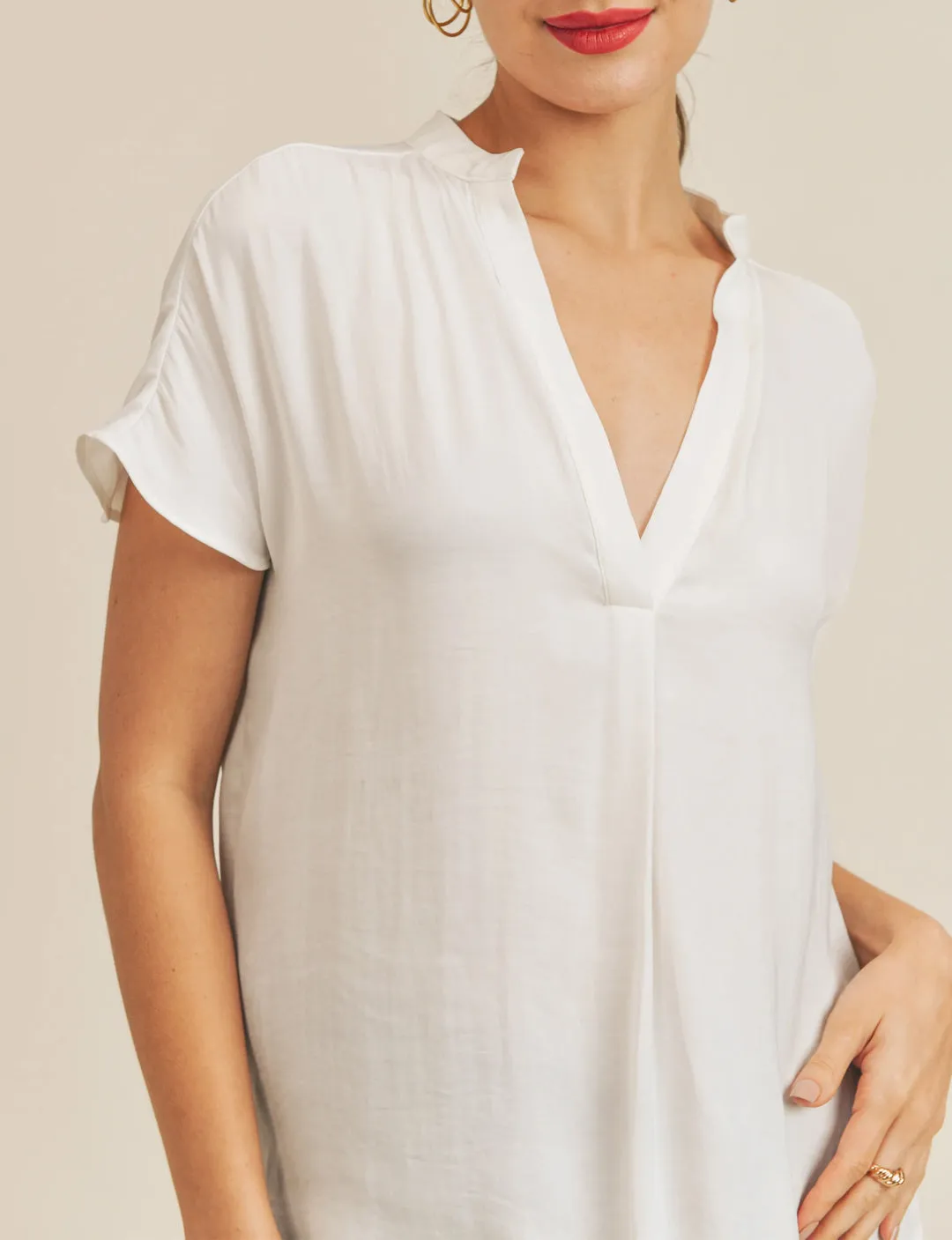 Esme V Neck Blouse, White slow warm