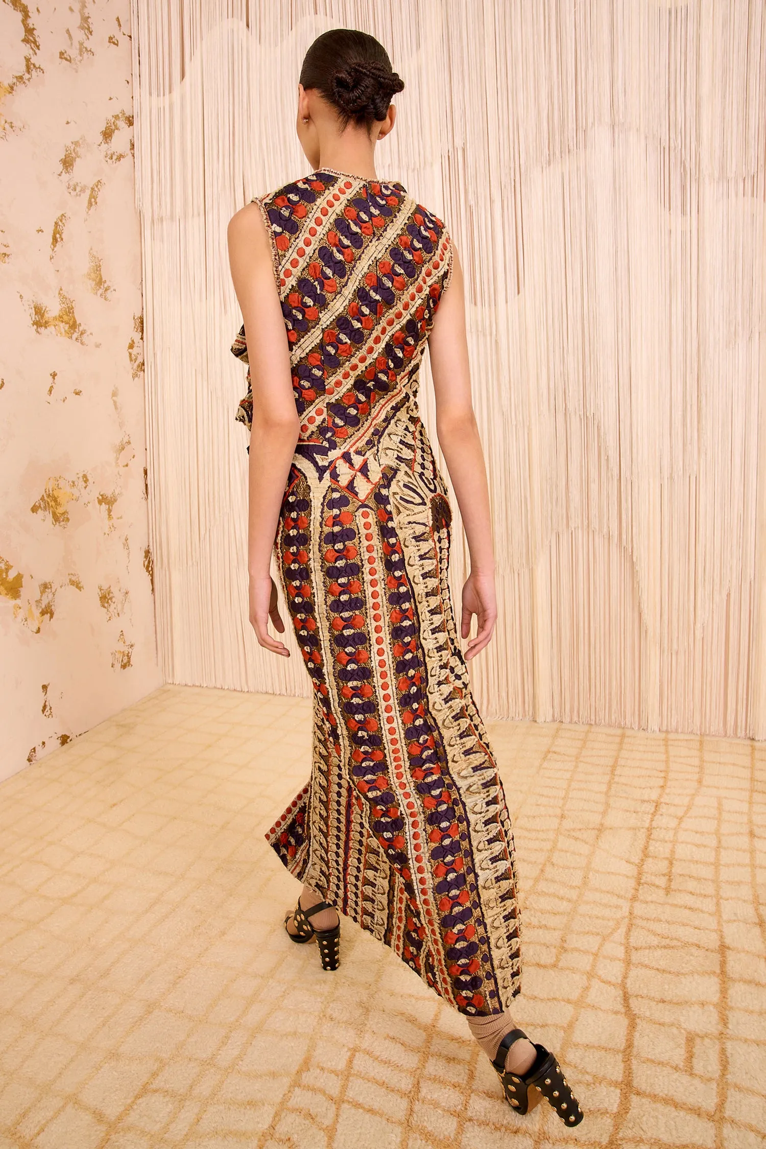Estela Jacquard Sleeveless Dress - Ametrine linen love