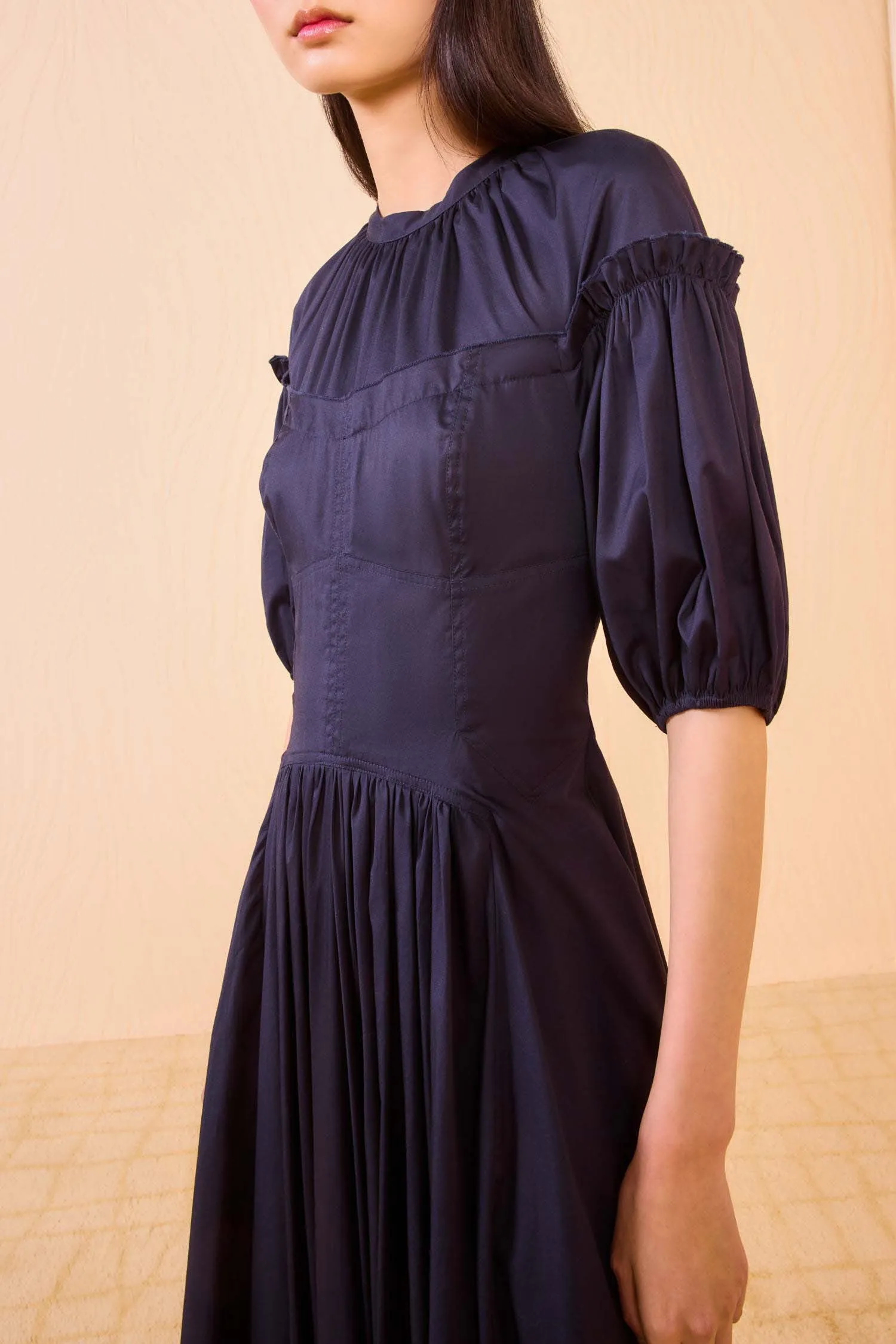 Estelle Short Sleeve Corset Dress - Midnight polite color