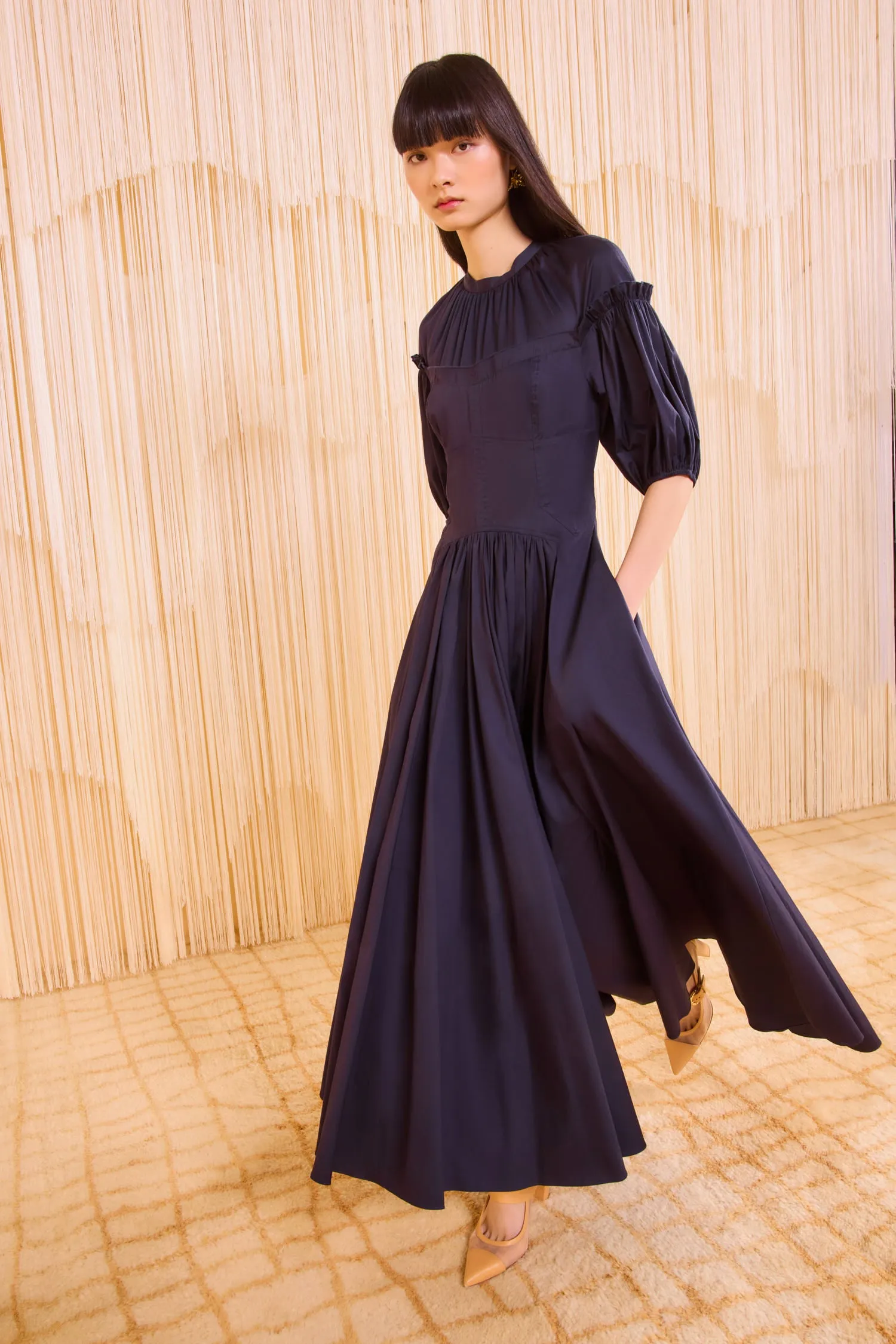 Estelle Short Sleeve Corset Dress - Midnight polite color