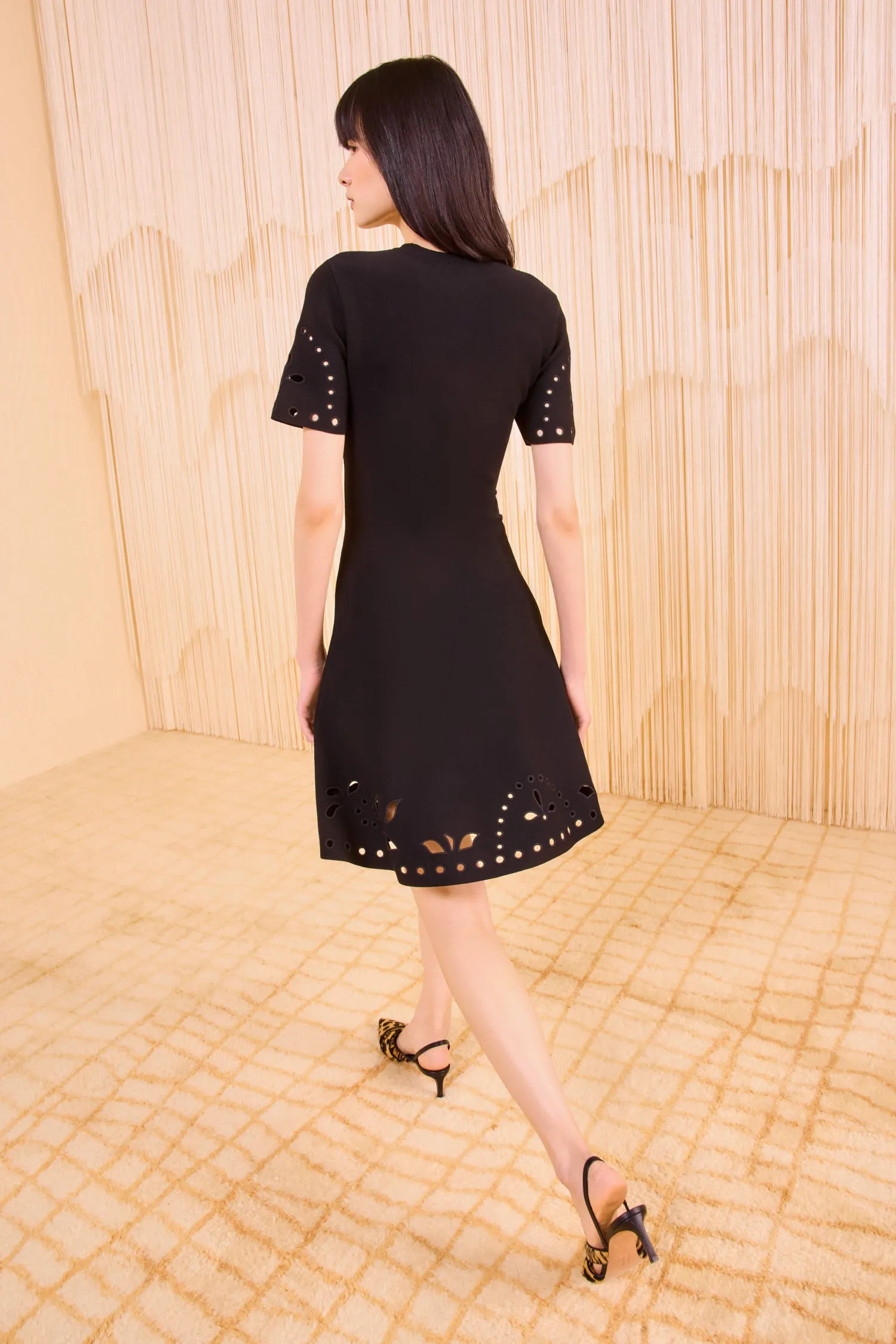 Fania Short Sleeve Knit Mini Dress - Noir pack quick