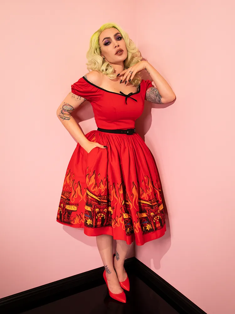 FINAL SALE - BEETLEJUICE Dante's Inferno Swing Dress window breeze