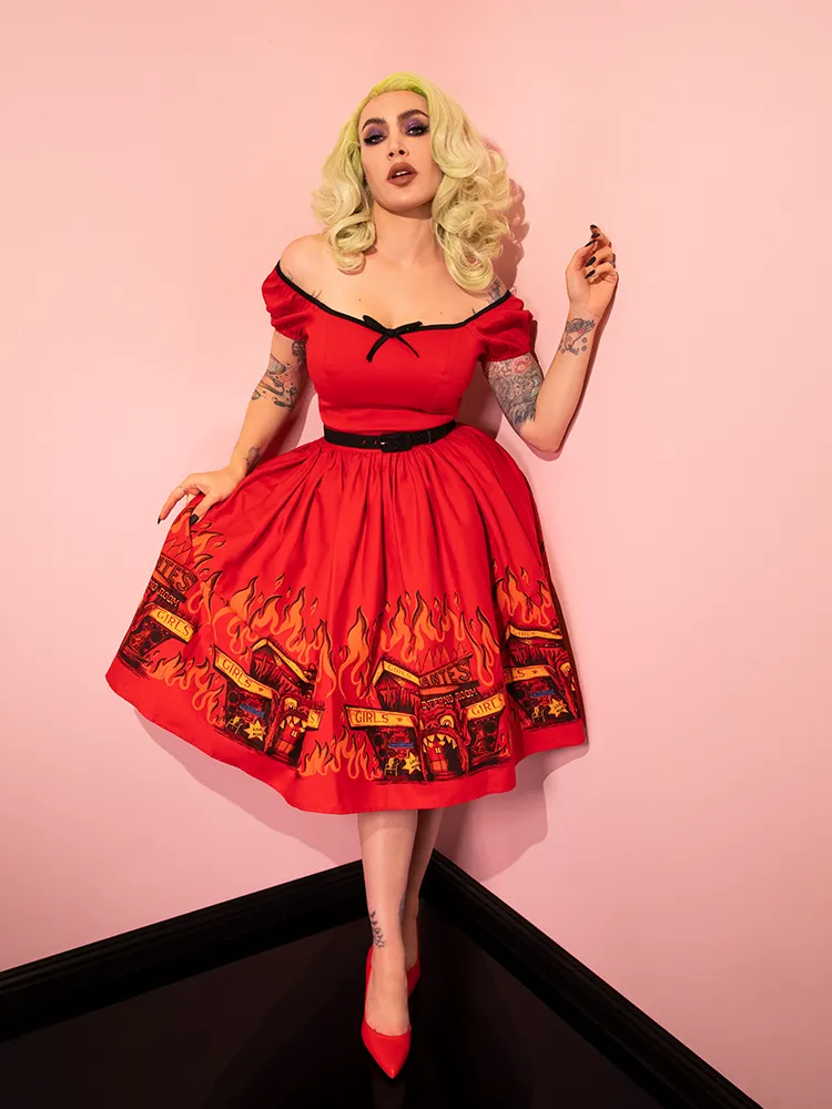 FINAL SALE - BEETLEJUICE Dante's Inferno Swing Dress window breeze