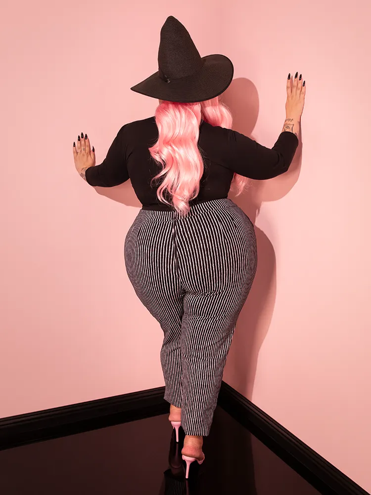 FINAL SALE - Cigarette Pants in Black Stripes - Vixen by Micheline Pitt soft silence