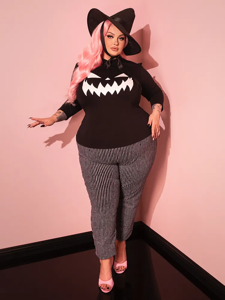 FINAL SALE - Cigarette Pants in Black Stripes - Vixen by Micheline Pitt soft silence