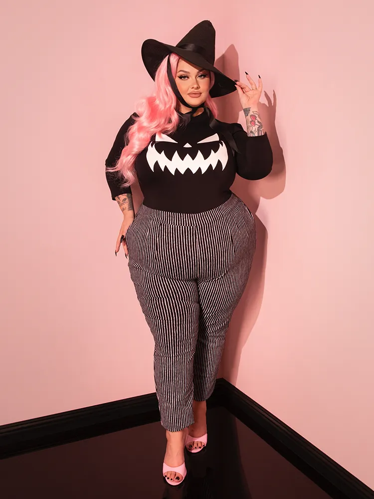 FINAL SALE - Cigarette Pants in Black Stripes - Vixen by Micheline Pitt soft silence