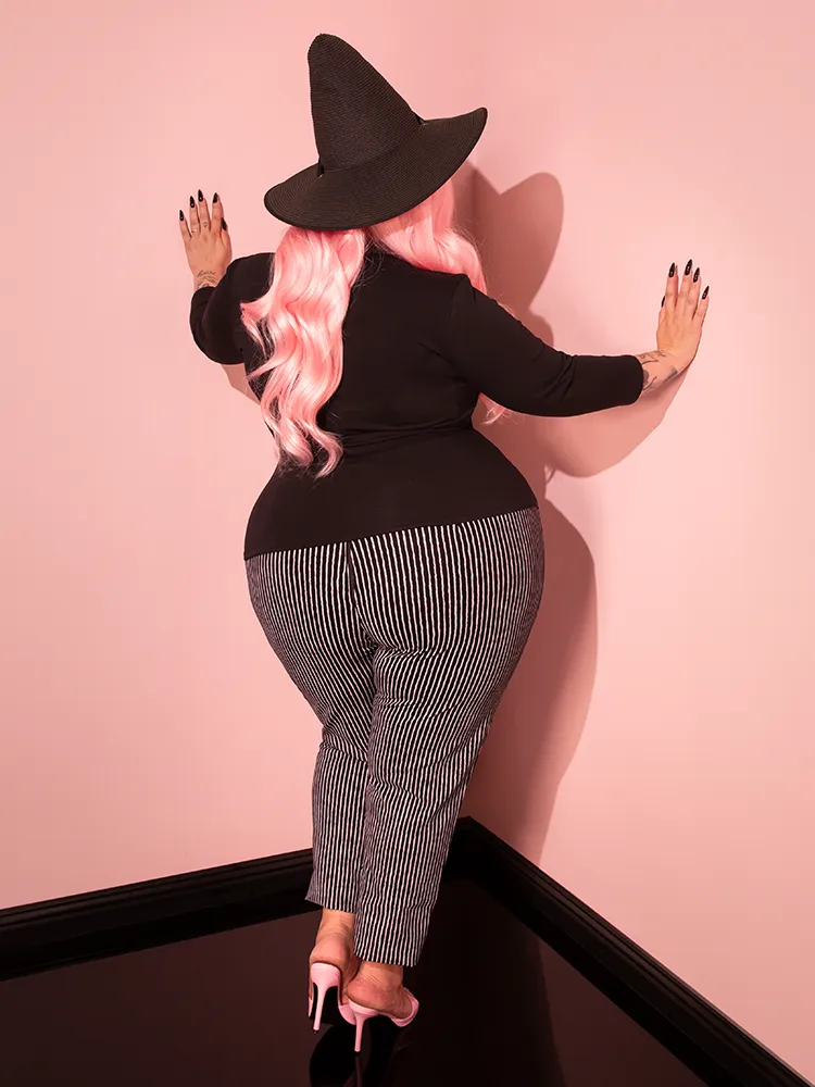 FINAL SALE - Cigarette Pants in Black Stripes - Vixen by Micheline Pitt soft silence