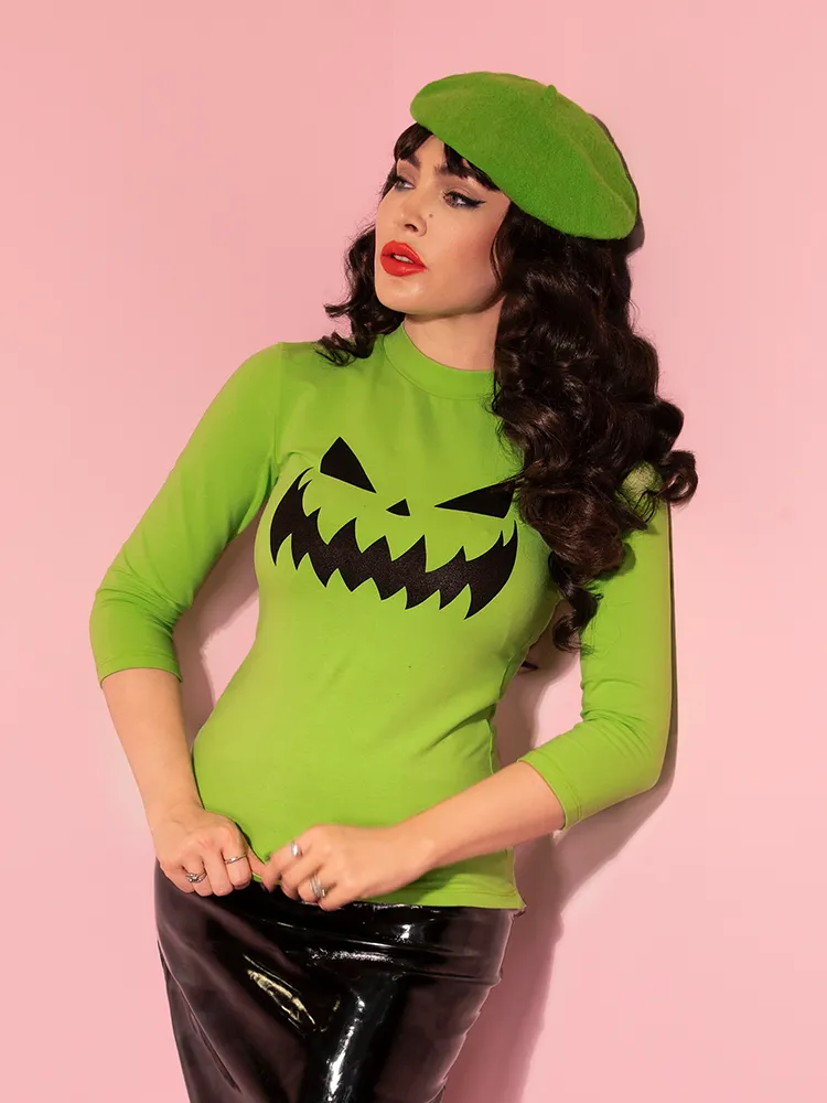 FINAL SALE - Pumpkin King 3/4 Sleeve Top in Slime Green - Vixen by Micheline Pitt daily wear