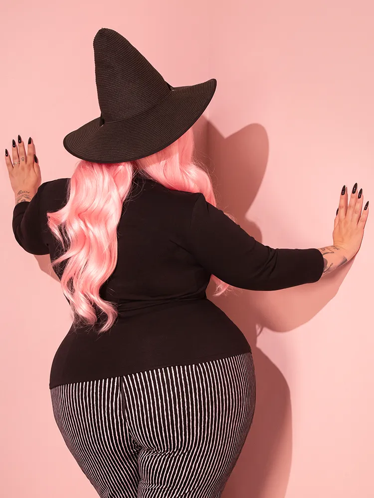 FINAL SALE - Pumpkin King Glow in the Dark 3/4 Sleeve Top in Black and White - Vixen by Micheline Pitt quiet tone