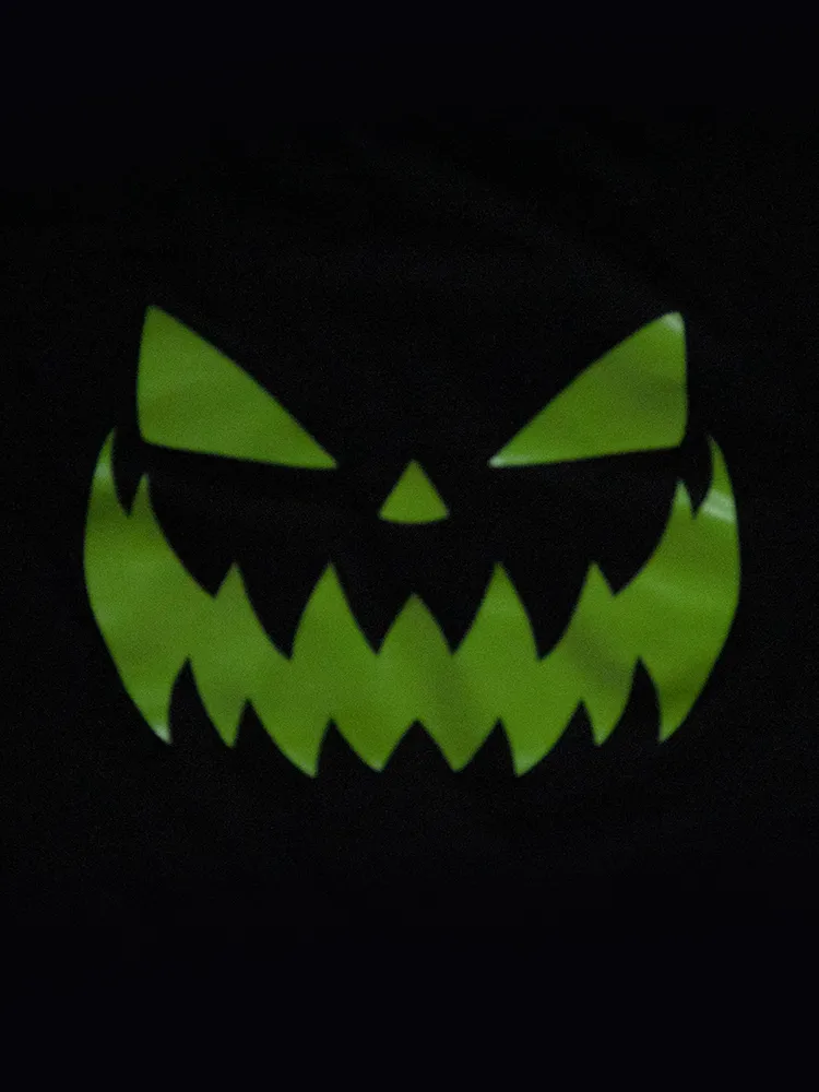 FINAL SALE - Pumpkin King Glow in the Dark 3/4 Sleeve Top in Black and White - Vixen by Micheline Pitt quiet tone