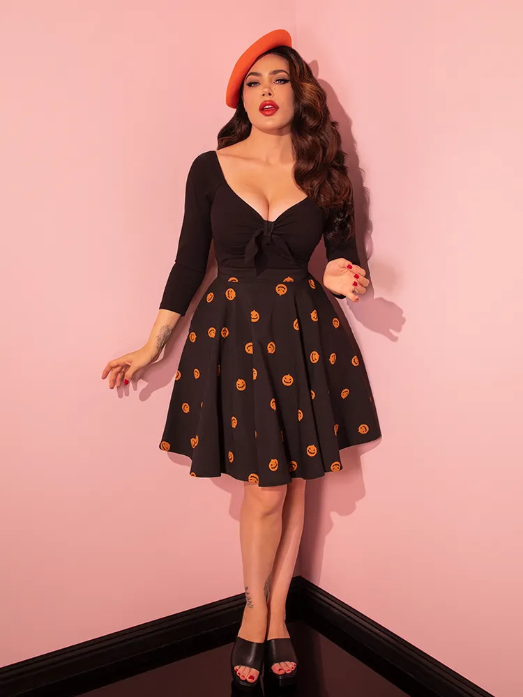 FINAL SALE - Pumpkin King Maneater Skater Skirt in Black - Vixen by Micheline Pitt fire hour