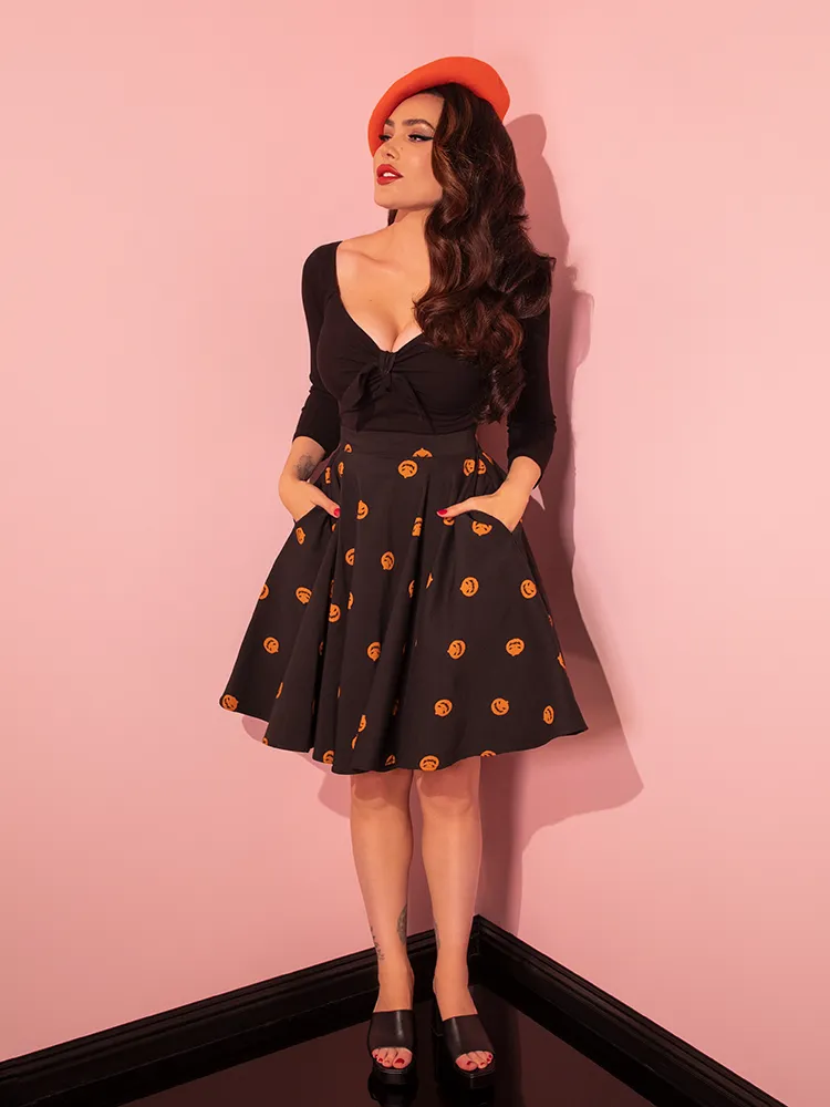 FINAL SALE - Pumpkin King Maneater Skater Skirt in Black - Vixen by Micheline Pitt fire hour