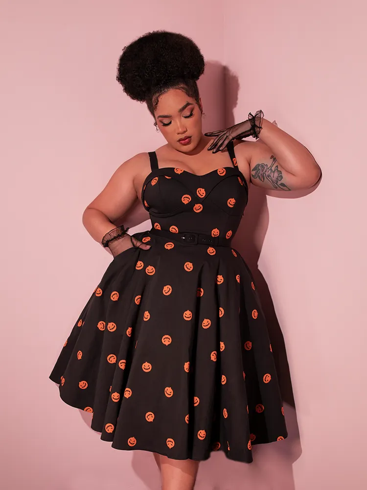 FINAL SALE - Pumpkin King Maneater Swing Dress in Black - Vixen by Micheline Pitt v cut