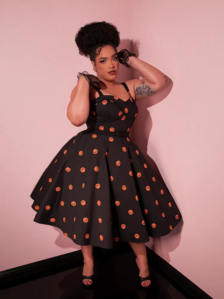FINAL SALE - Pumpkin King Maneater Swing Dress in Black - Vixen by Micheline Pitt v cut