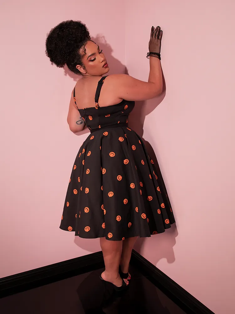 FINAL SALE - Pumpkin King Maneater Swing Dress in Black - Vixen by Micheline Pitt v cut