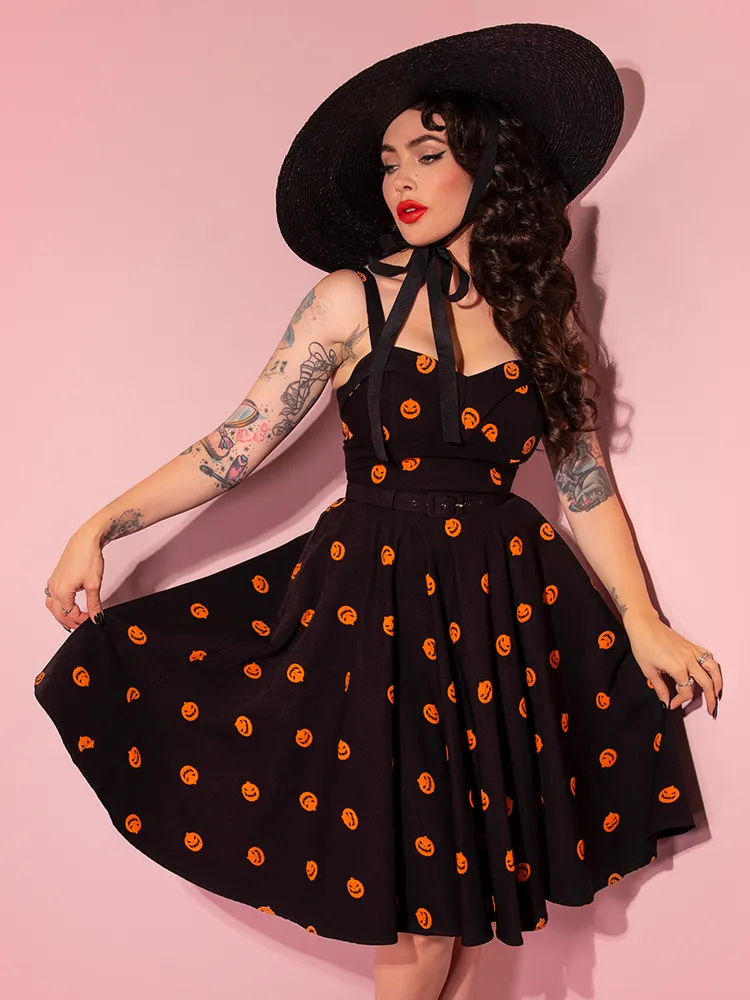 FINAL SALE - Pumpkin King Maneater Swing Dress in Black - Vixen by Micheline Pitt v cut