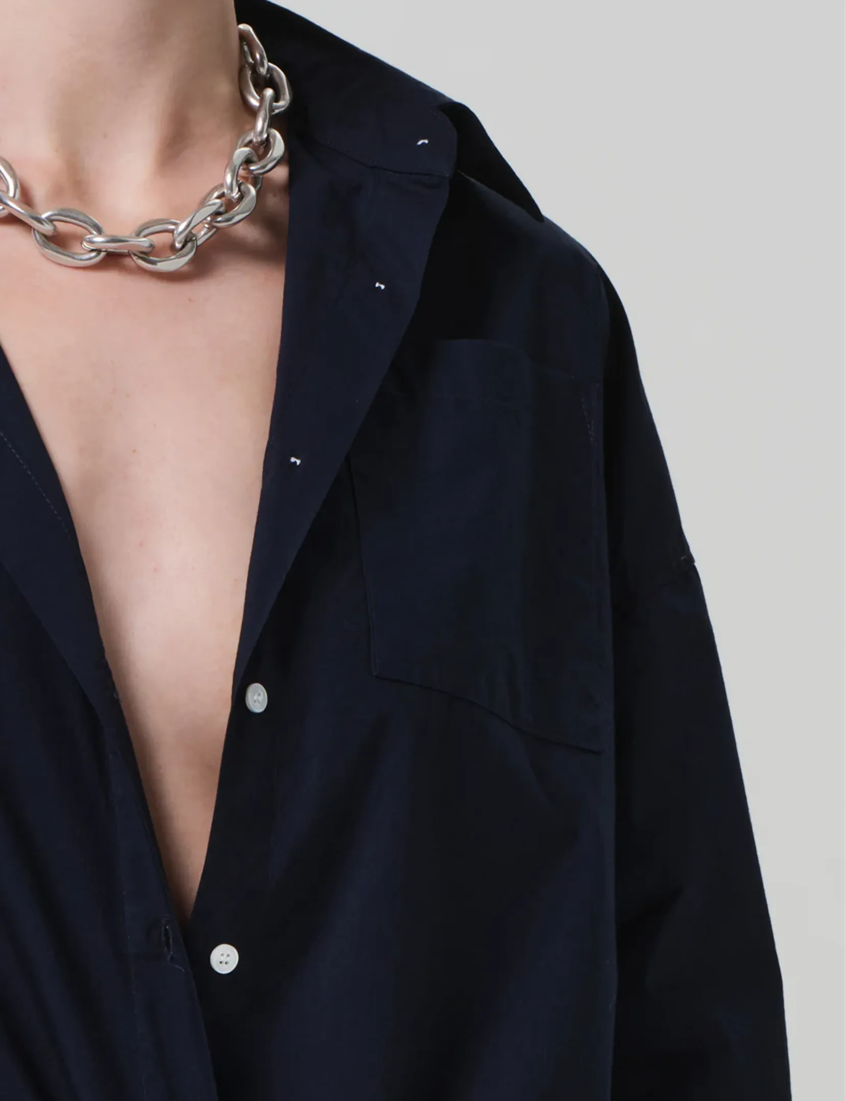 Frances Button Up, Navy wrap top