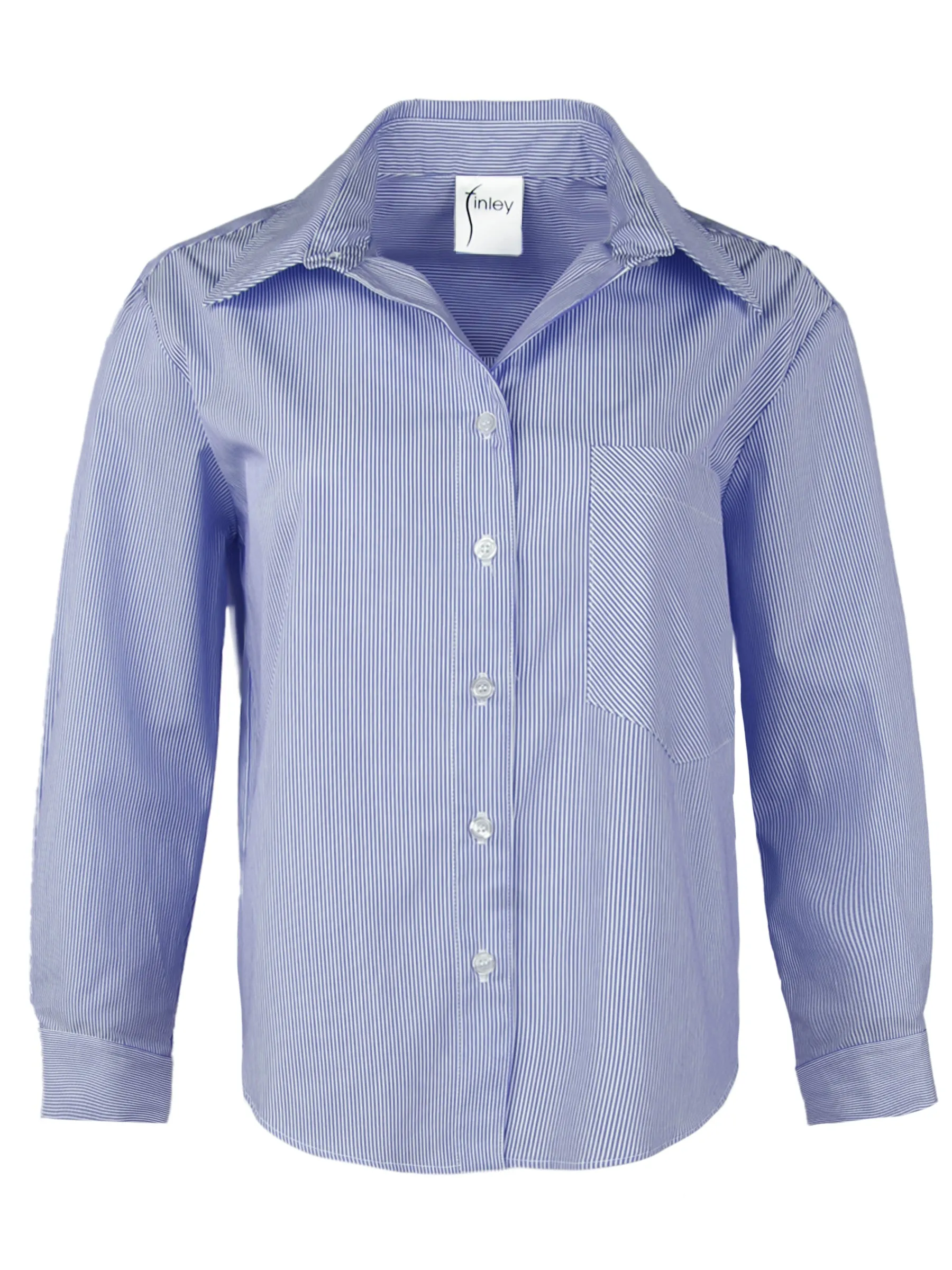GAMEDAY! Crop Andie Shirt Blue & White Stripe alpaca air