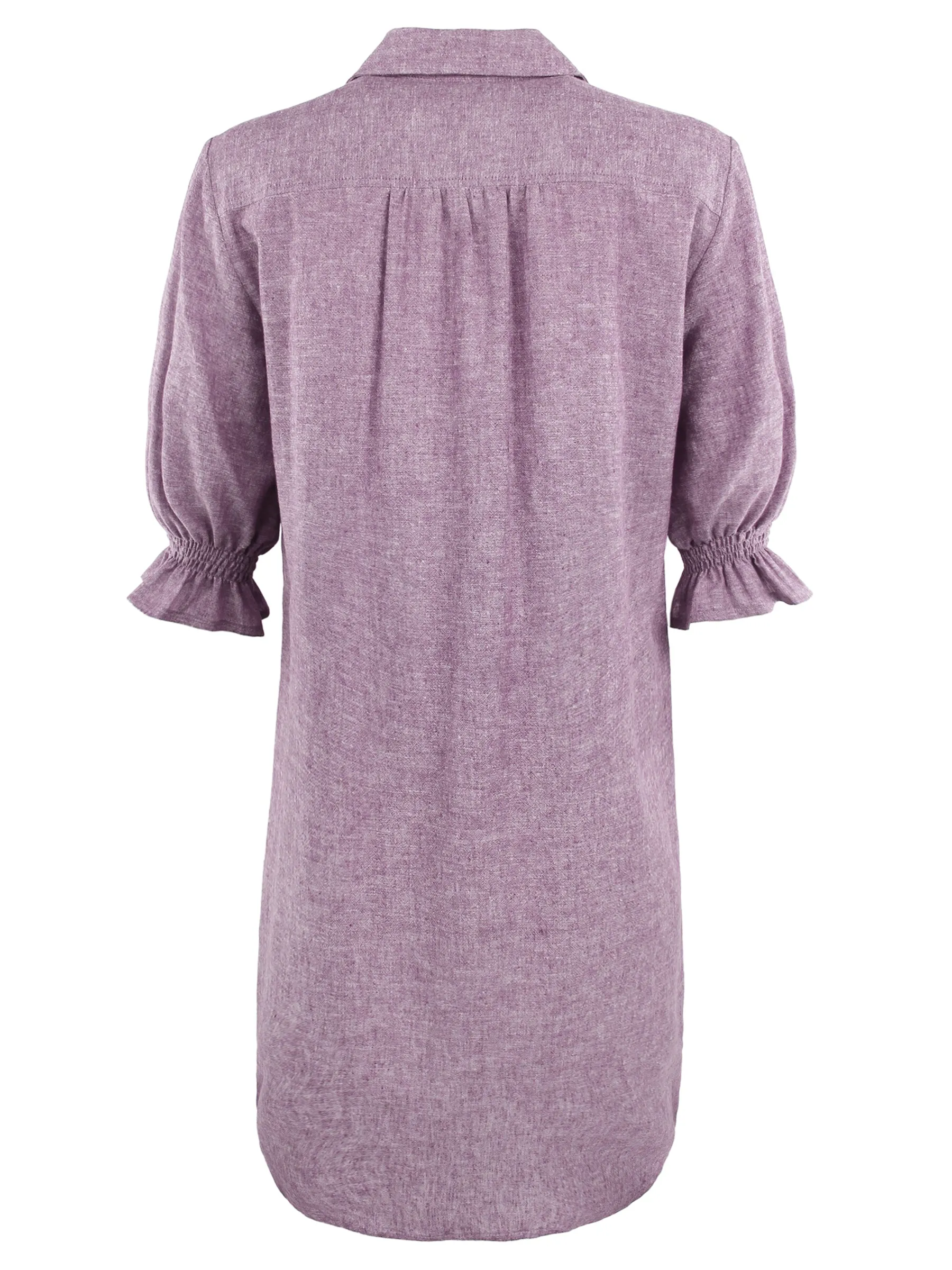 GAMEDAY! Miller Puff Sleeve Shirt Dress Purple Hemp/Cotton - WEB exclusive cloud dusk