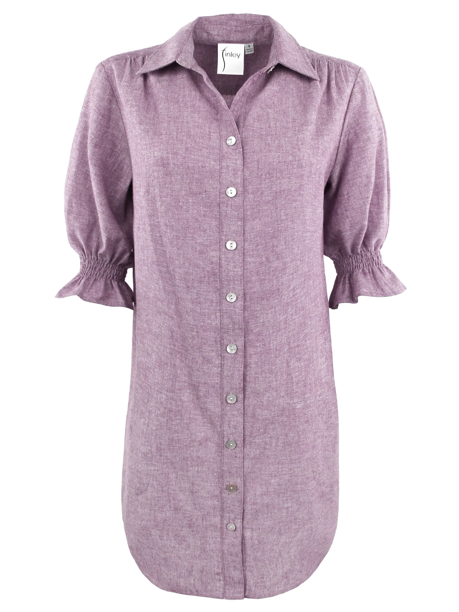GAMEDAY! Miller Puff Sleeve Shirt Dress Purple Hemp/Cotton - WEB exclusive cloud dusk