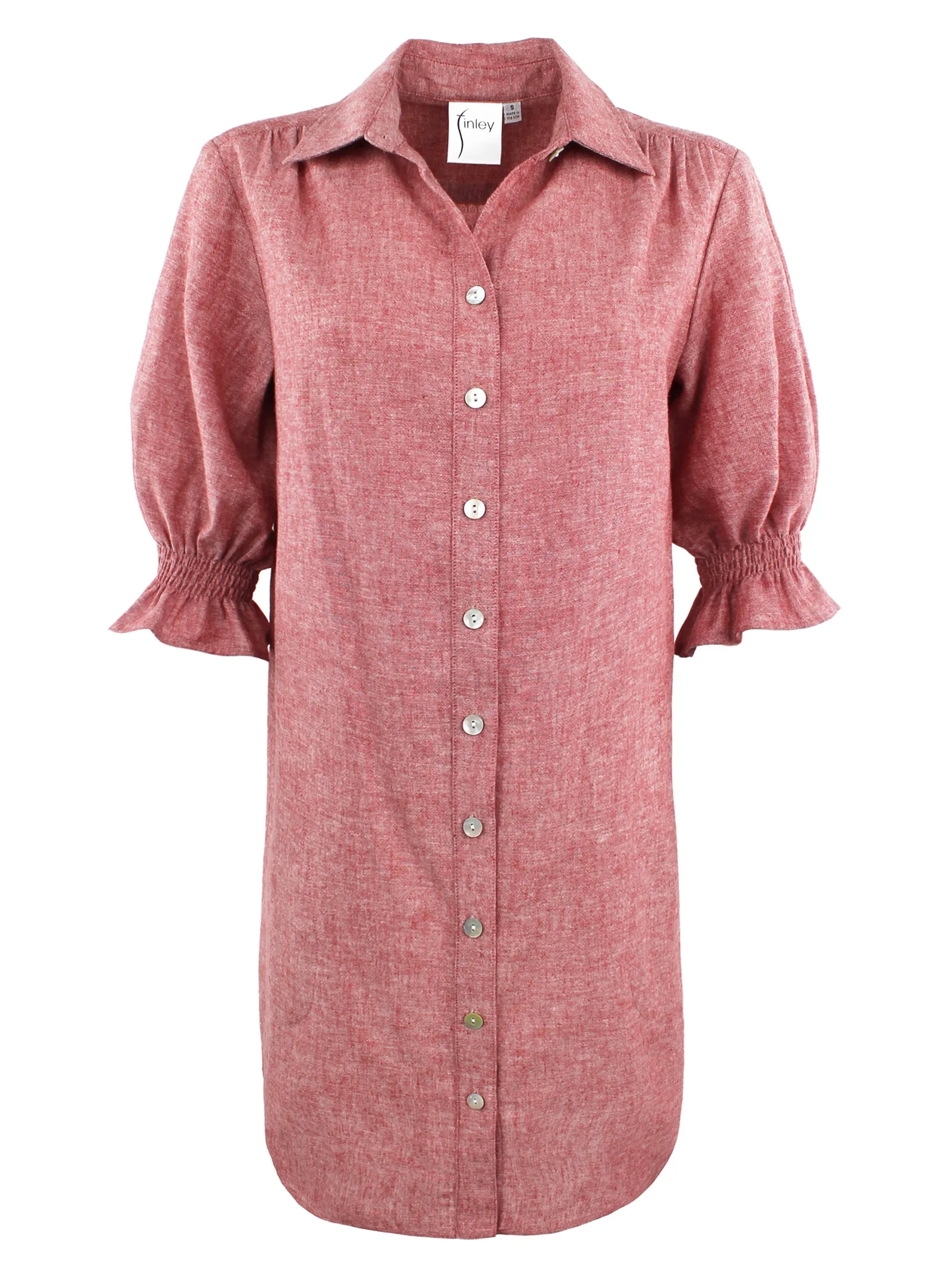 GAMEDAY! Miller Puff Sleeve Shirt Dress Tomato Red Hemp/Cotton - WEB exclusive winter tone