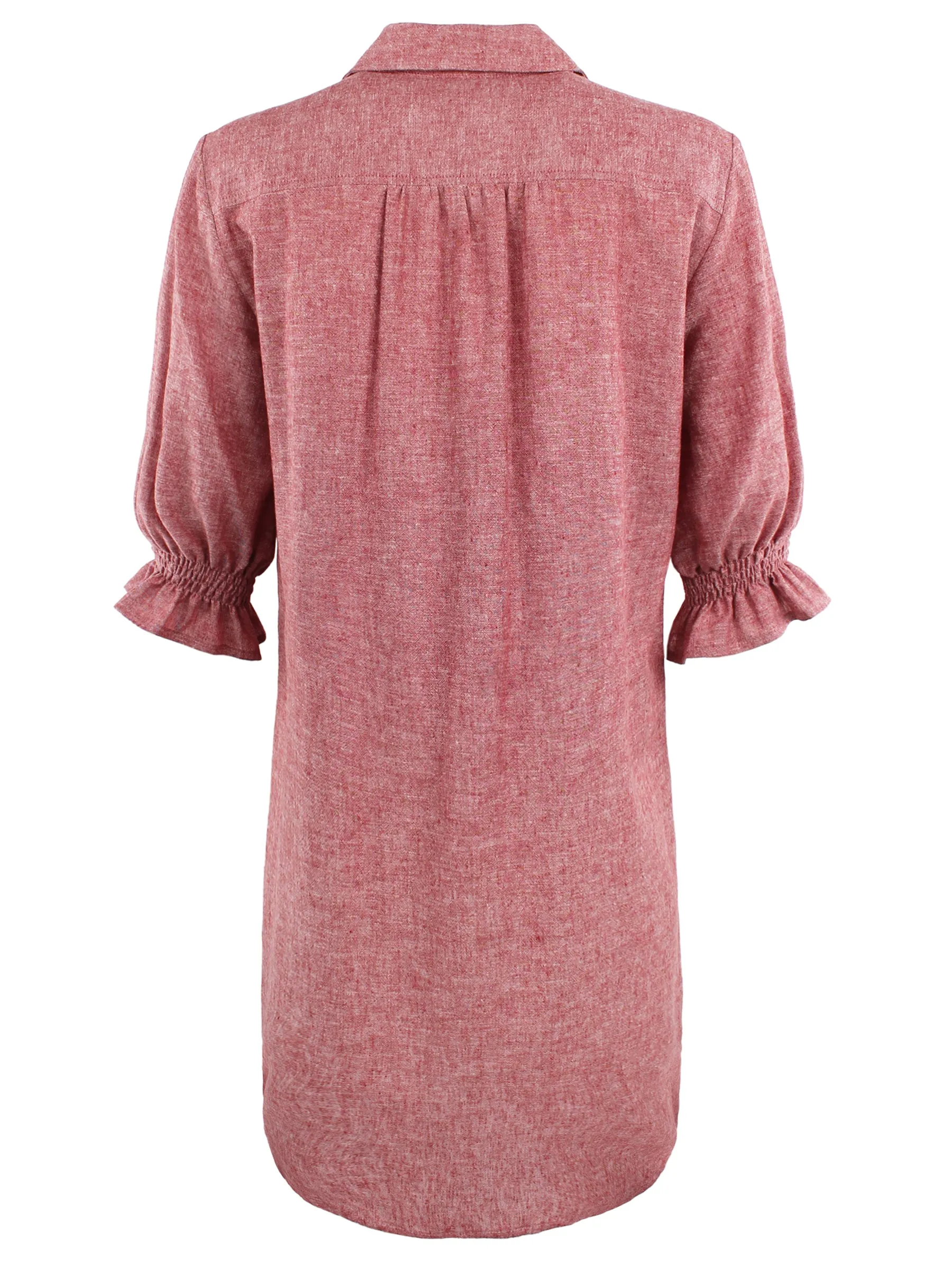 GAMEDAY! Miller Puff Sleeve Shirt Dress Tomato Red Hemp/Cotton - WEB exclusive winter tone
