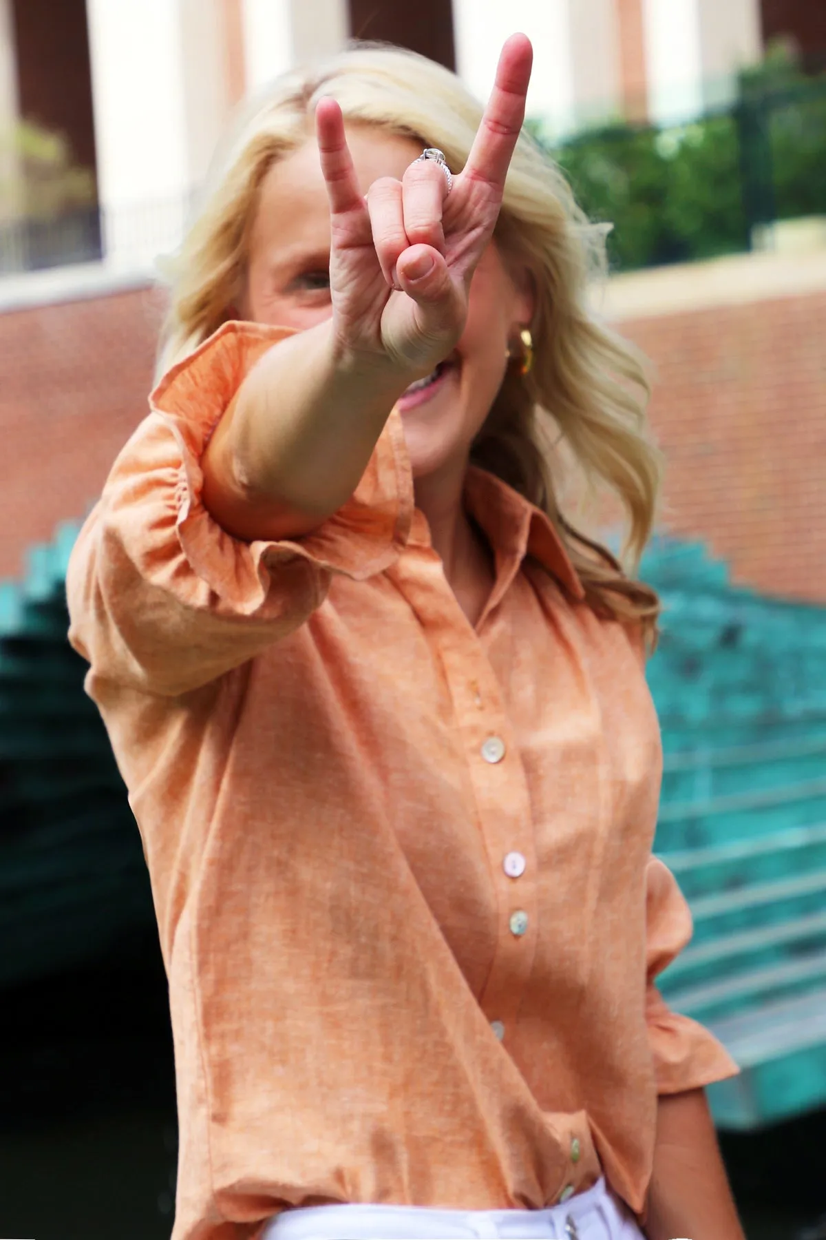 GAMEDAY! Sirena Shirt Rust Hemp/Cotton Blend sunset knit