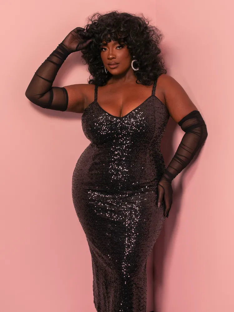 Glitz & Glamour Dress in Black Sequins - Vixen by Micheline Pitt hush air