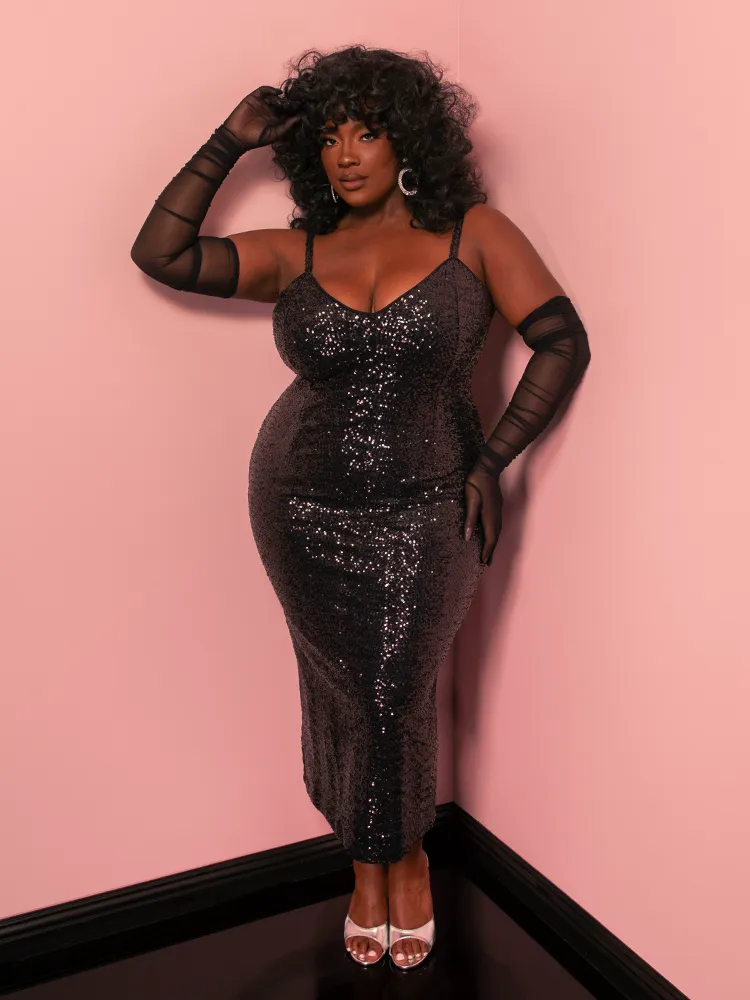 Glitz & Glamour Dress in Black Sequins - Vixen by Micheline Pitt hush air