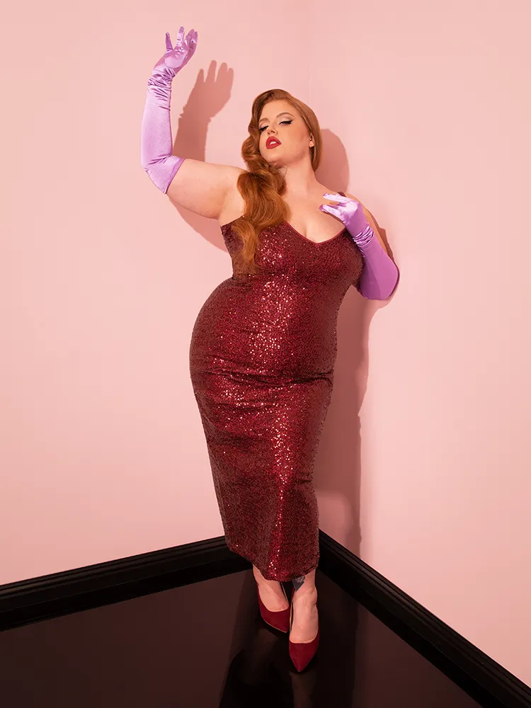 Glitz & Glamour Dress in Burgundy Sequins - Vixen by Micheline Pitt halo line