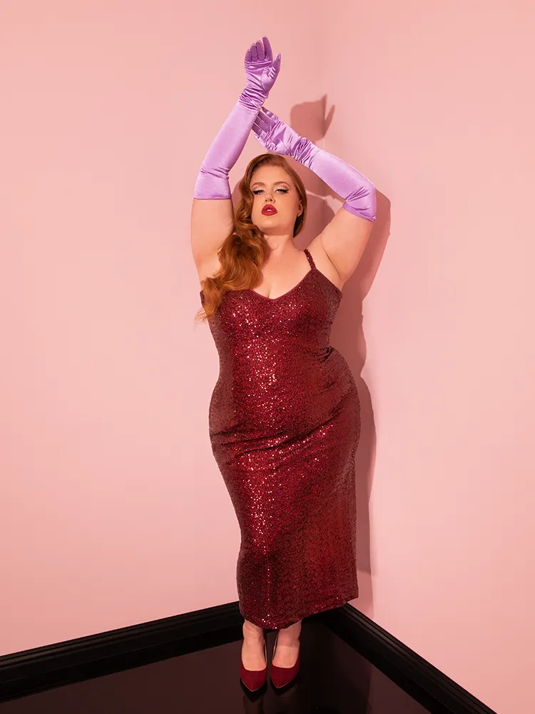 Glitz & Glamour Dress in Burgundy Sequins - Vixen by Micheline Pitt halo line